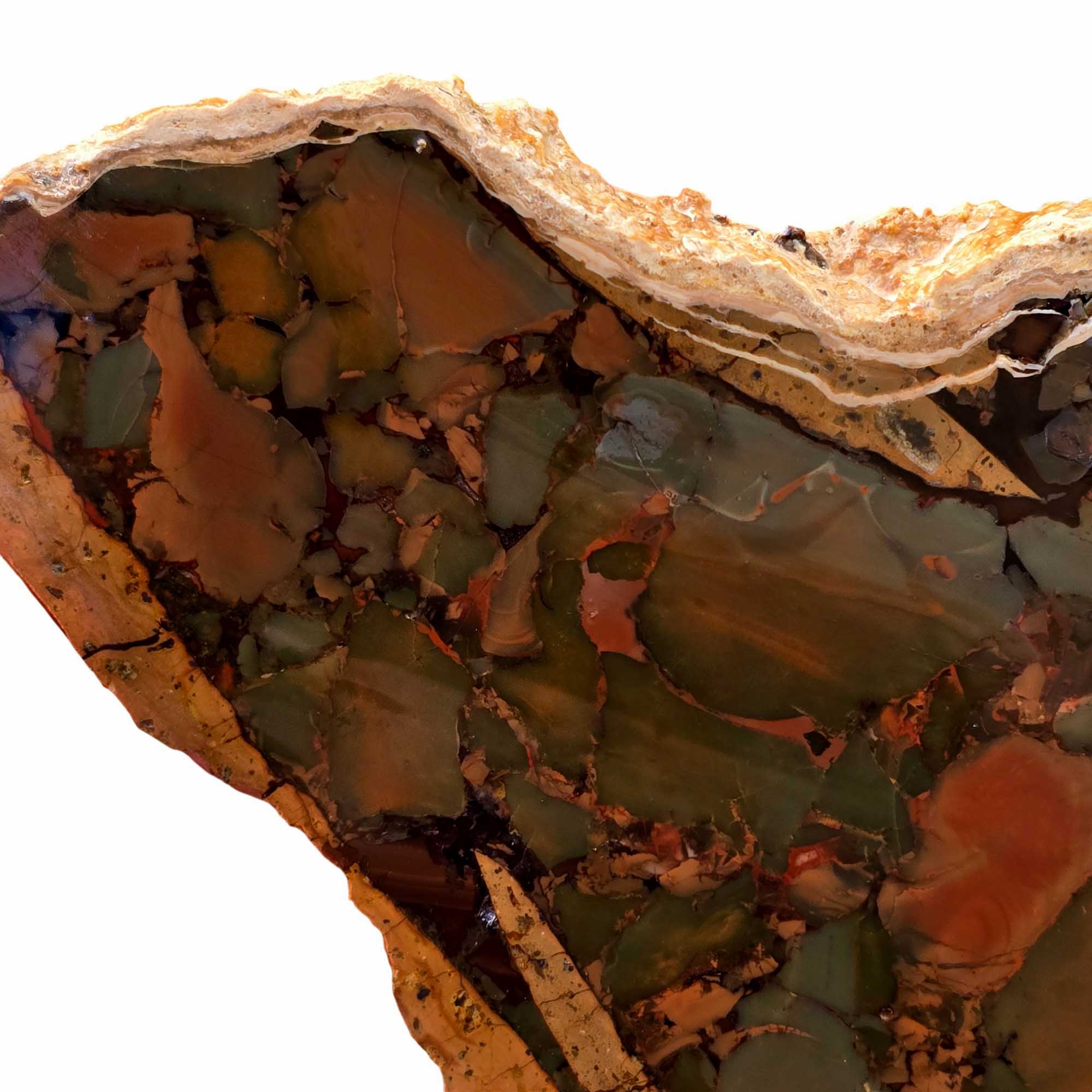 Whisky Creek Jasper Slab - Green Brecciated Red Islands Pattern #3696-Photo2