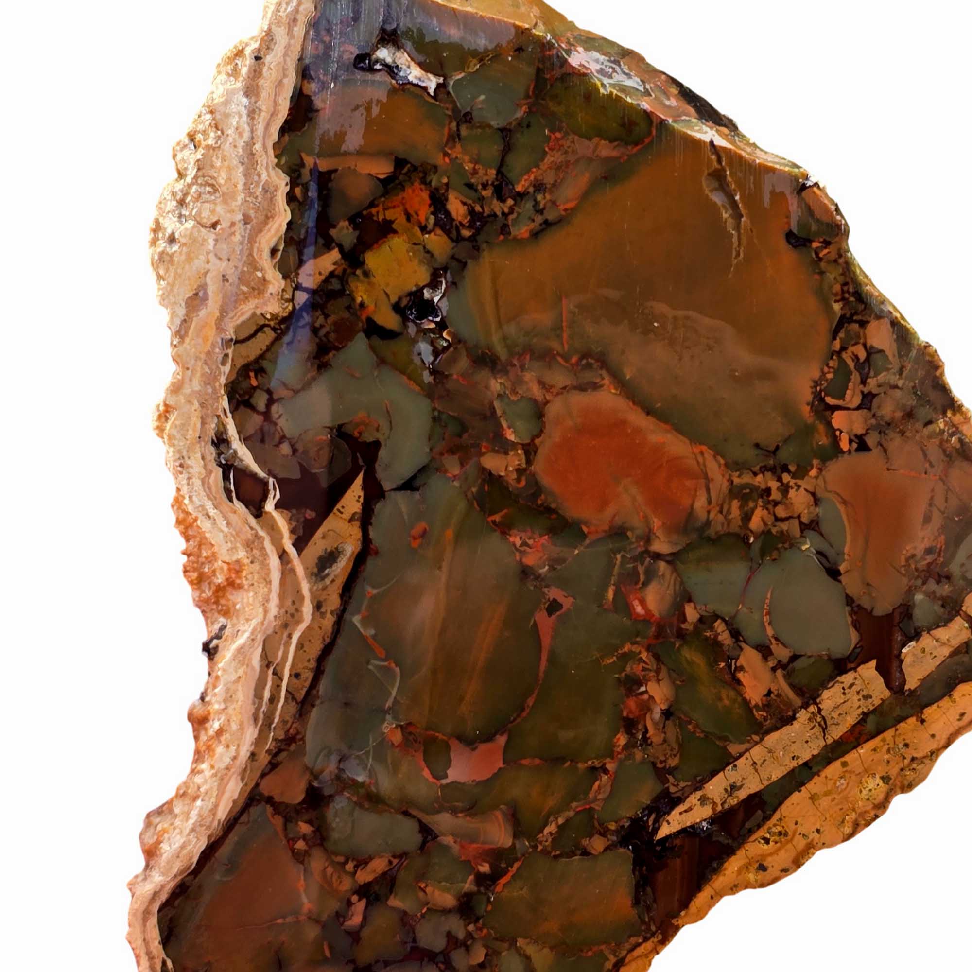 Whisky Creek Jasper Slab - Green Brecciated Red Islands Pattern #3696-Photo3