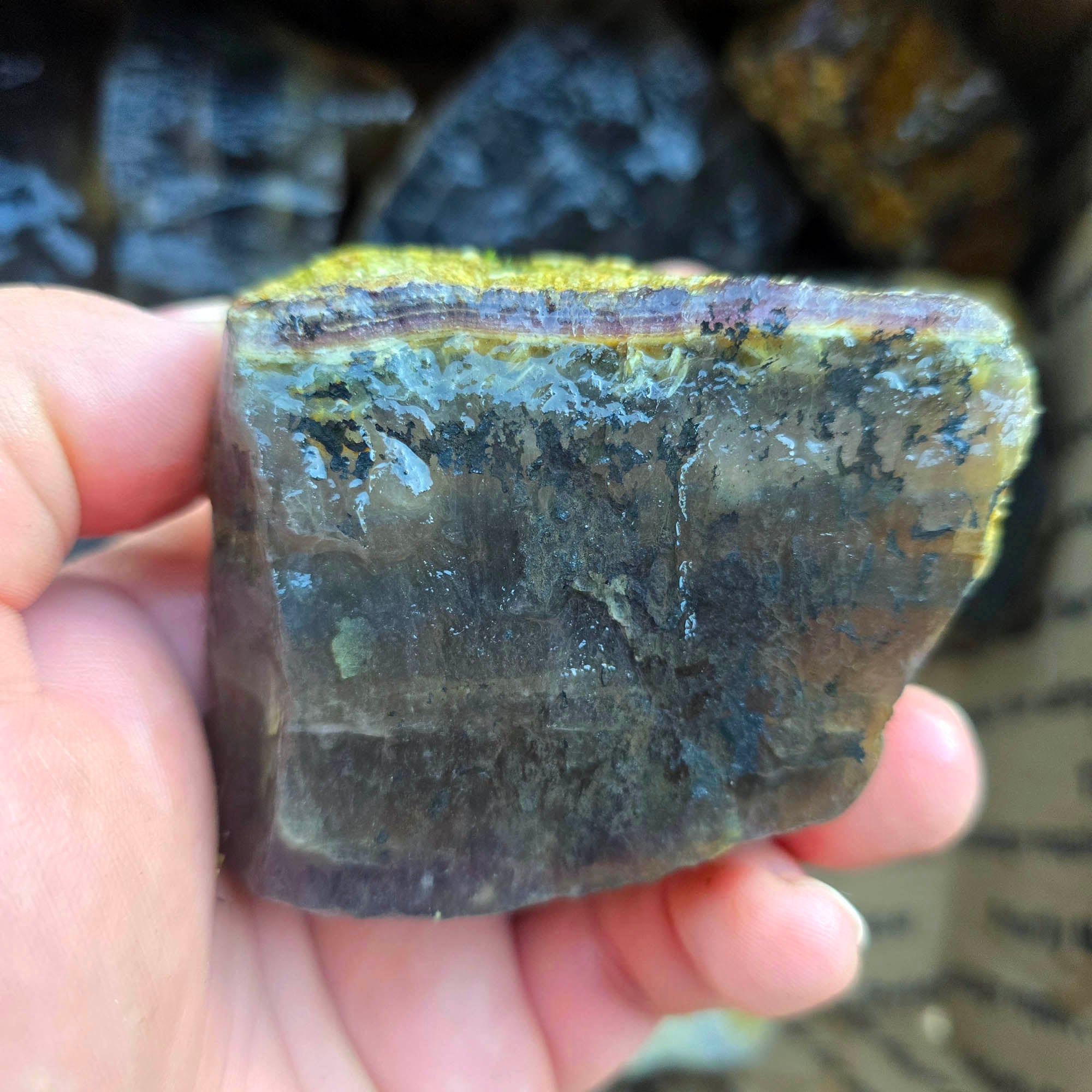 Chinese Rainbow Fluorite Rough Flatrate – Purple Lace Crystal – 17.5 Lbs