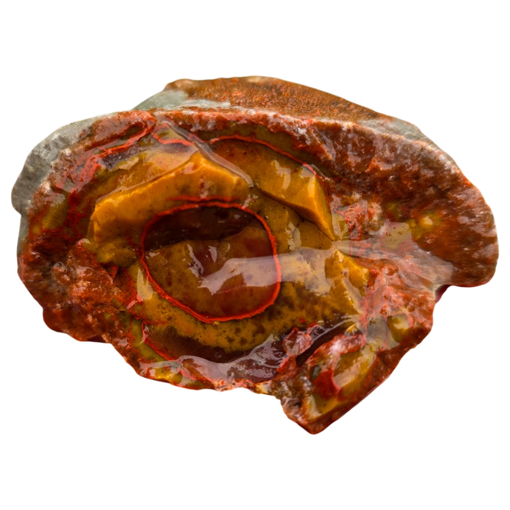 Alabama Paint Agate Rough - Bright Red Orbicular Nodule Specimen #R933-2