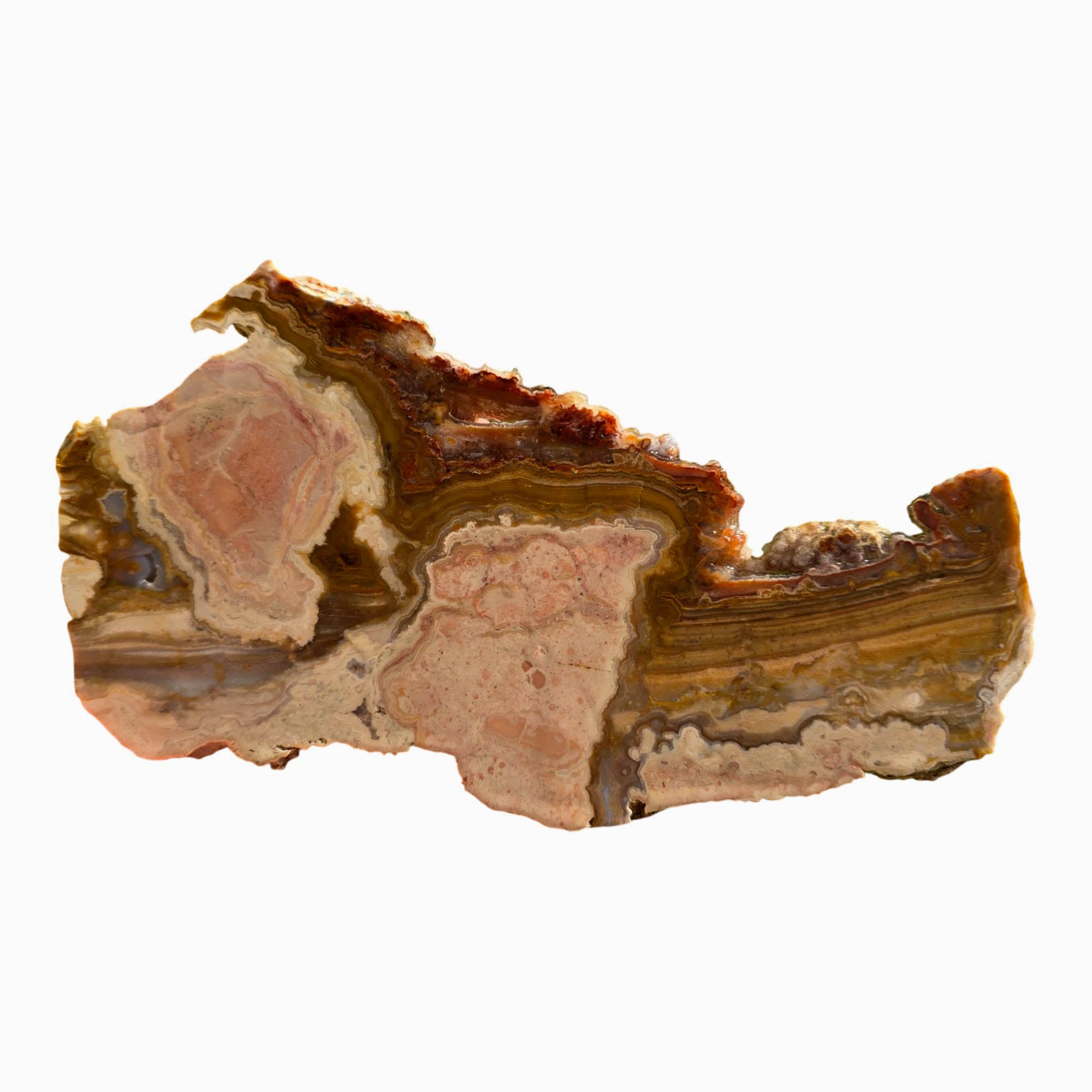 Lysite Agate Slab - Pink Lace Moss Layers - Wyoming Blizzard