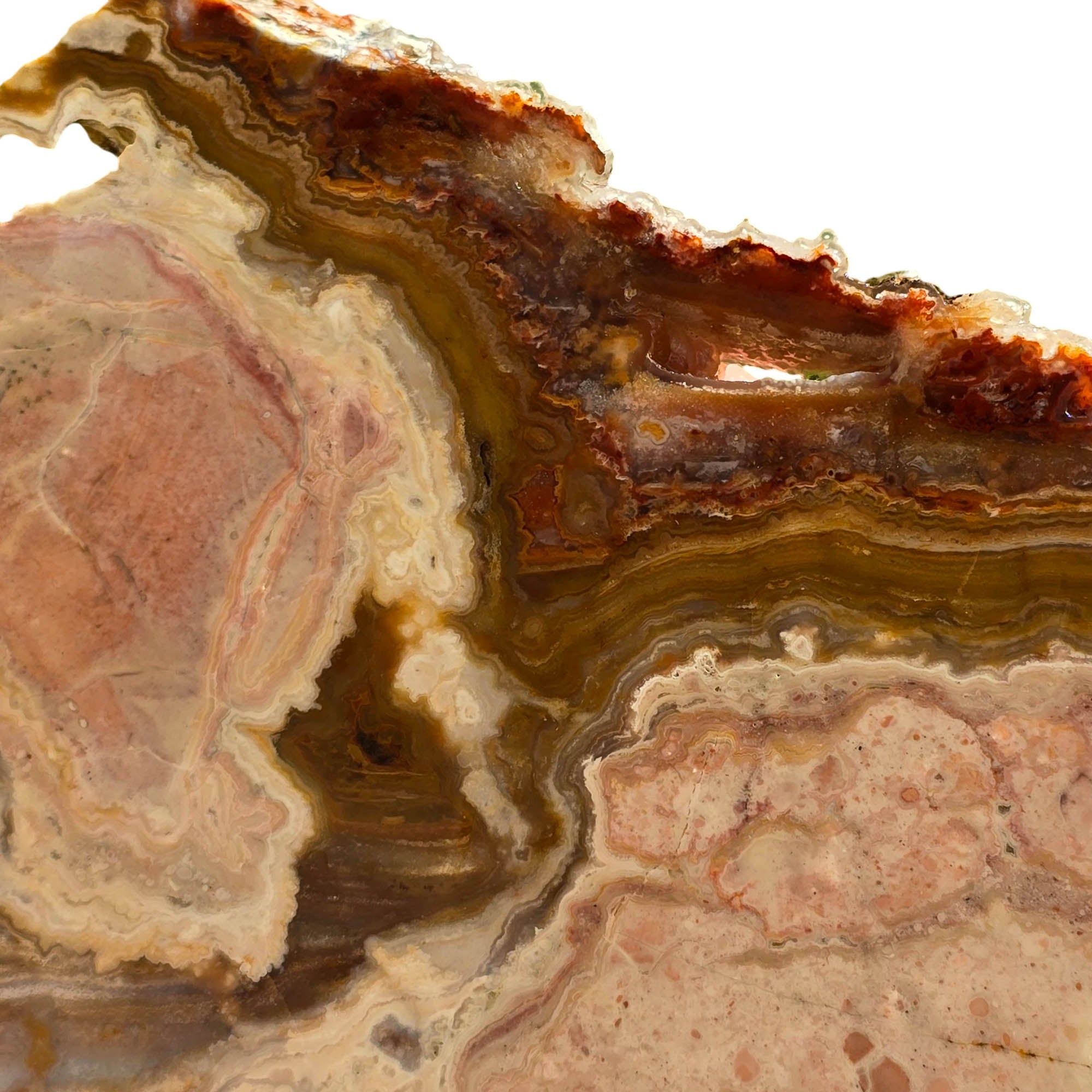 Lysite Agate Slab - Pink Lace Moss Layers - Wyoming Blizzard