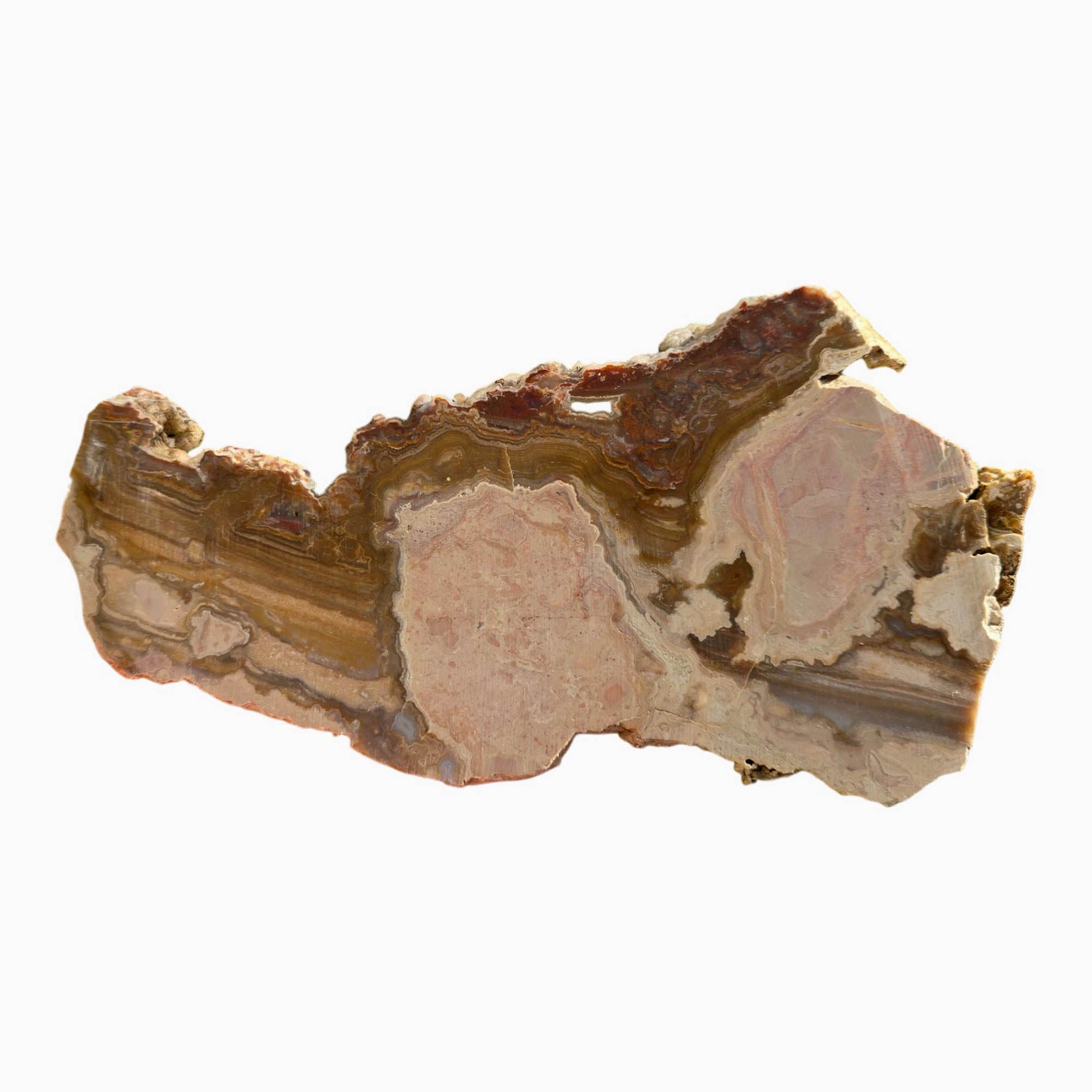 Lysite Agate Slab - Pink Lace Moss Layers - Wyoming Blizzard