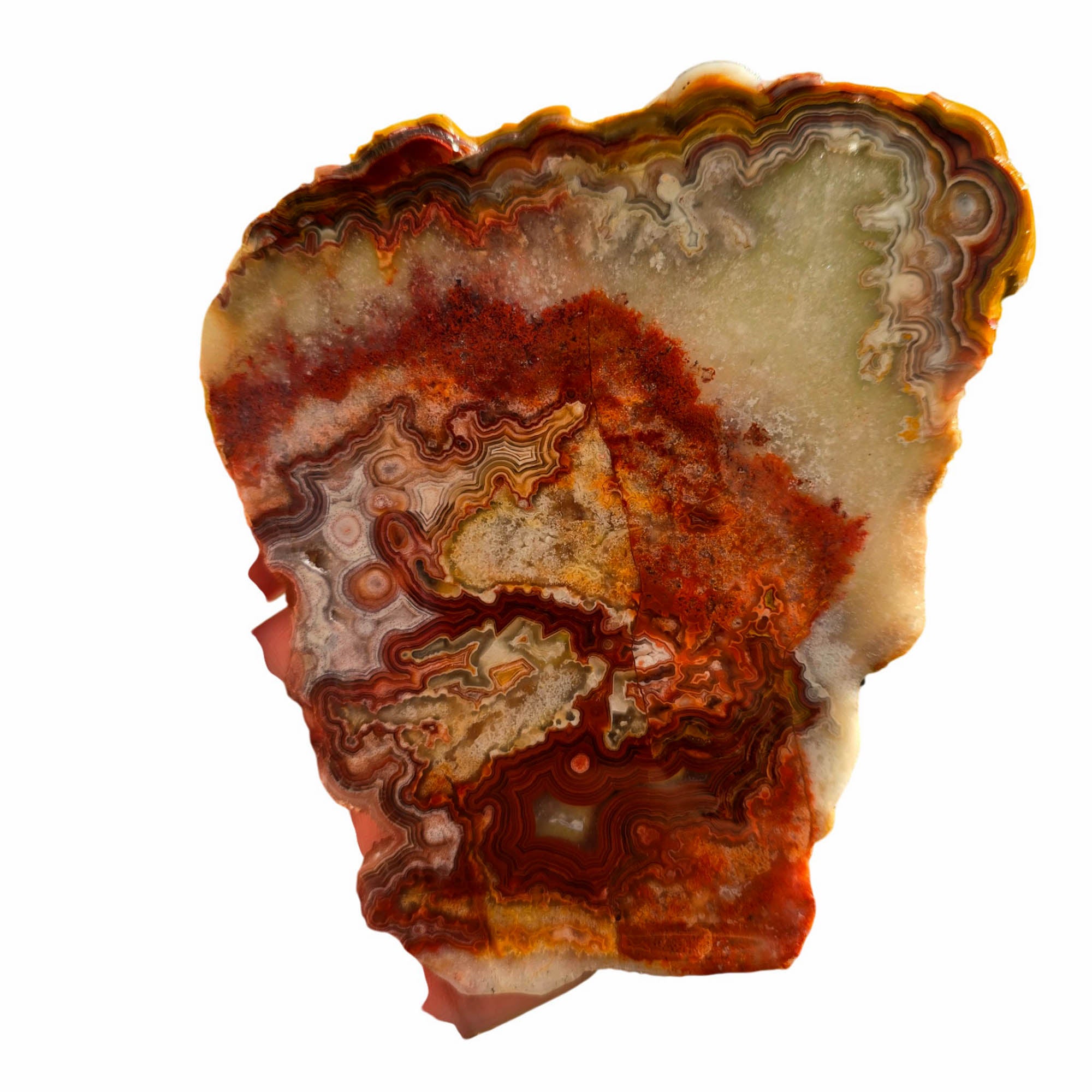 Laguna Lace Agate Slab - High Green Banded - Sugar Quartz Accents