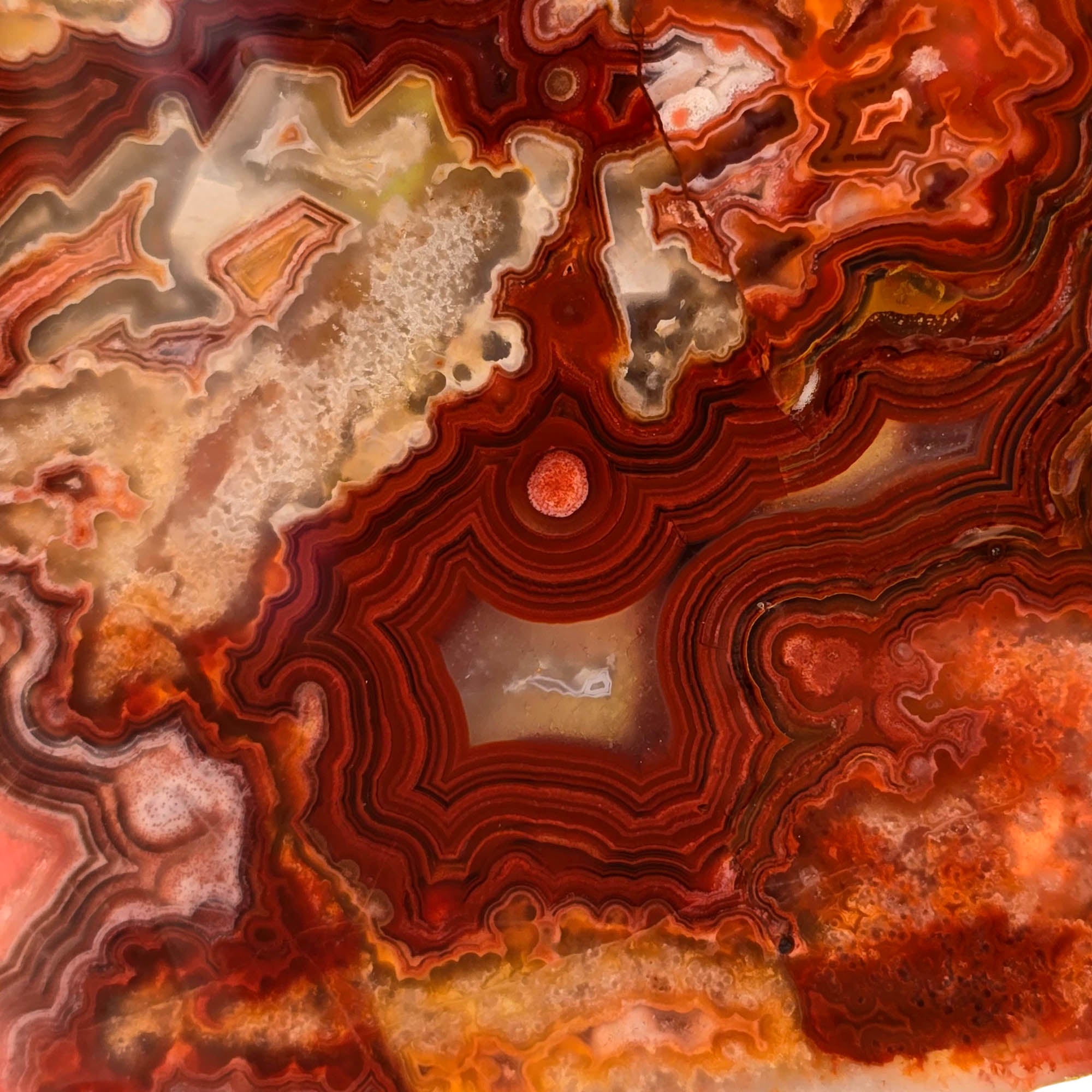 Laguna Lace Agate Slab - High Green Banded - Sugar Quartz Accents