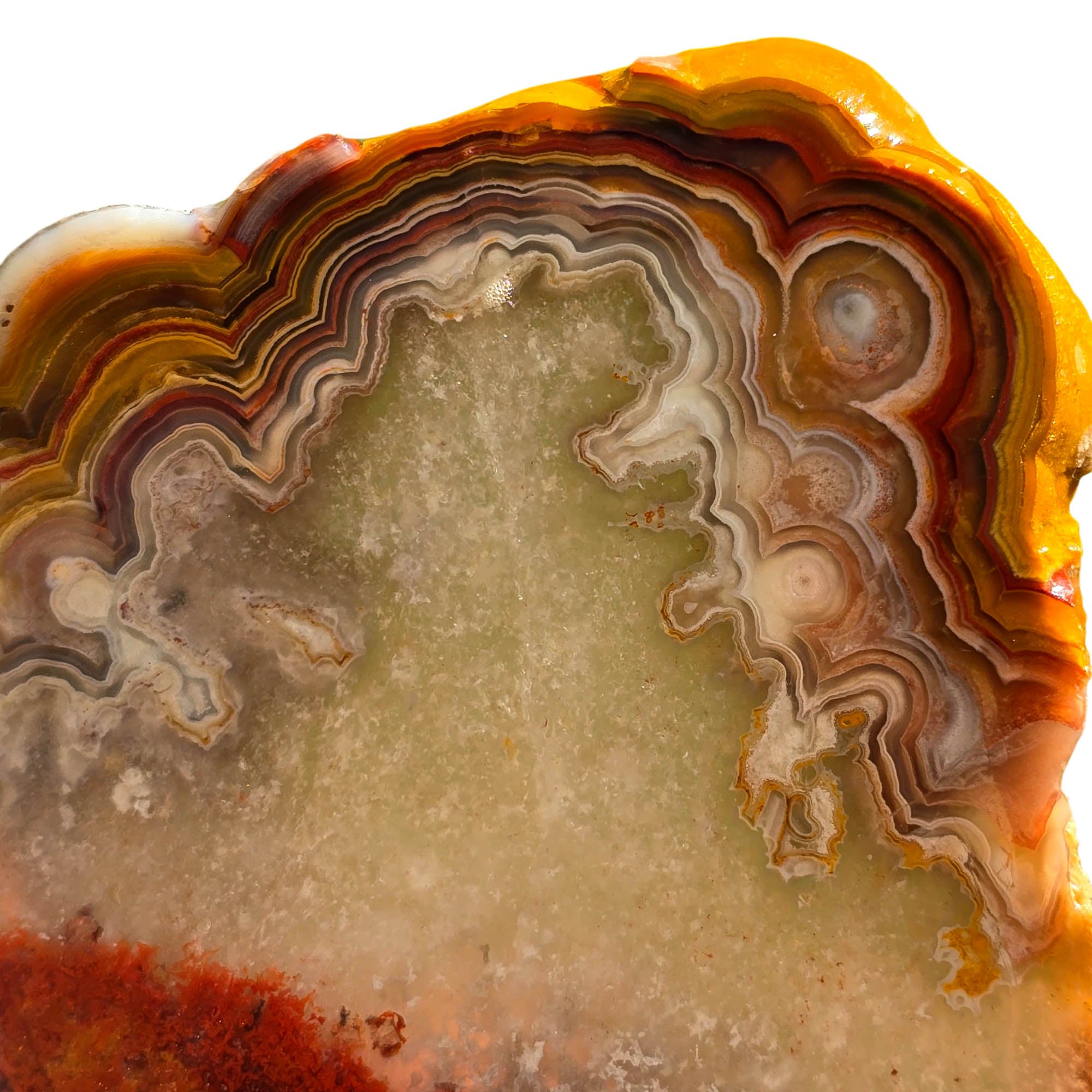 Laguna Lace Agate Slab - High Green Banded - Sugar Quartz Accents