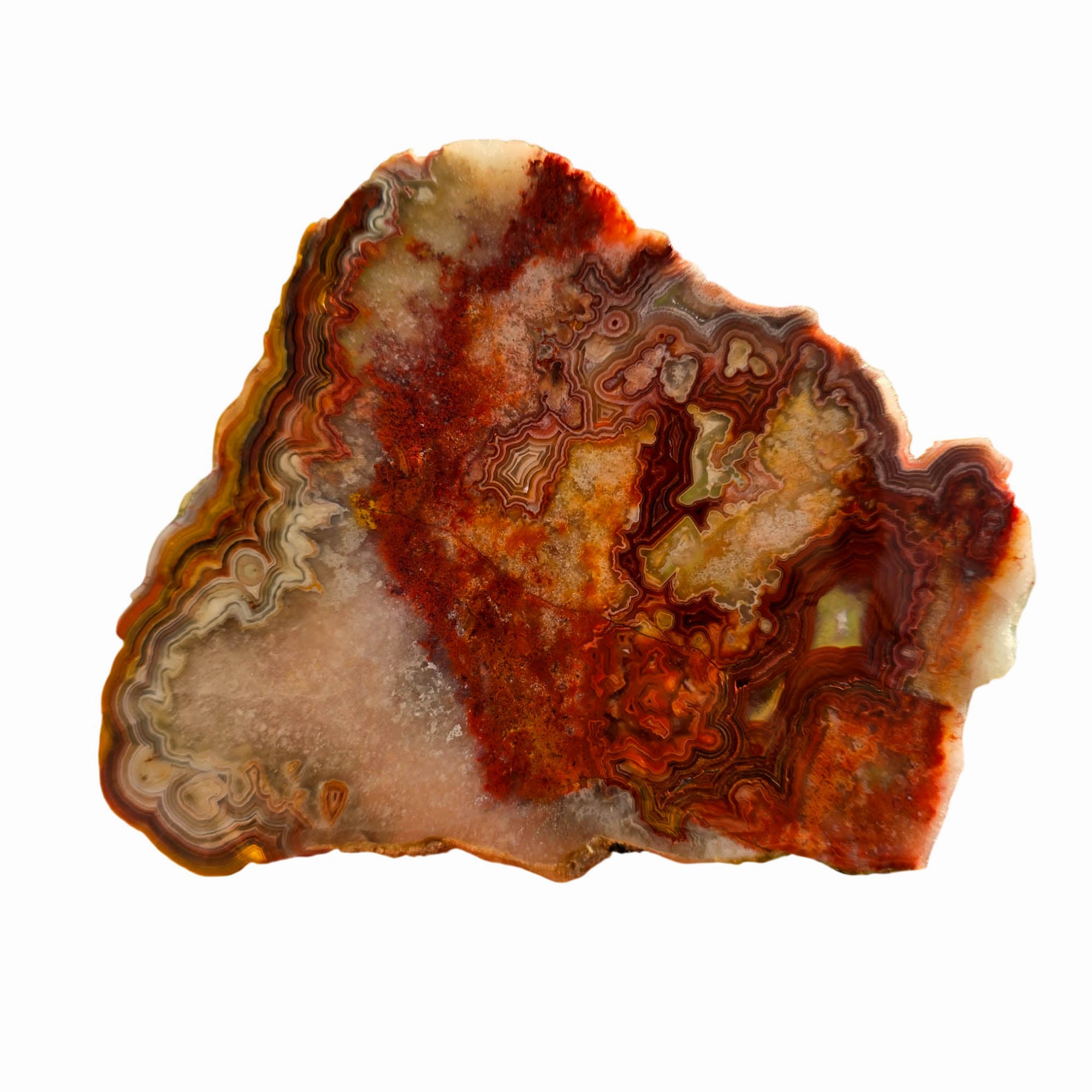 Laguna Lace Agate Slab - High Green Banded - Sugar Quartz Accents