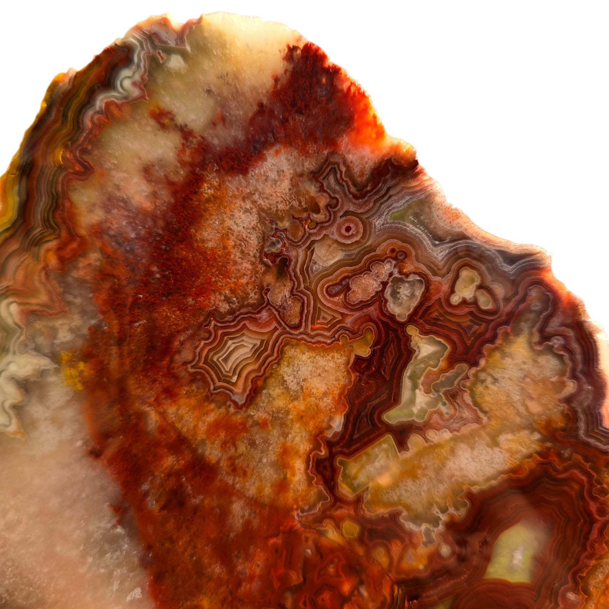 Laguna Lace Agate Slab - High Green Banded - Sugar Quartz Accents