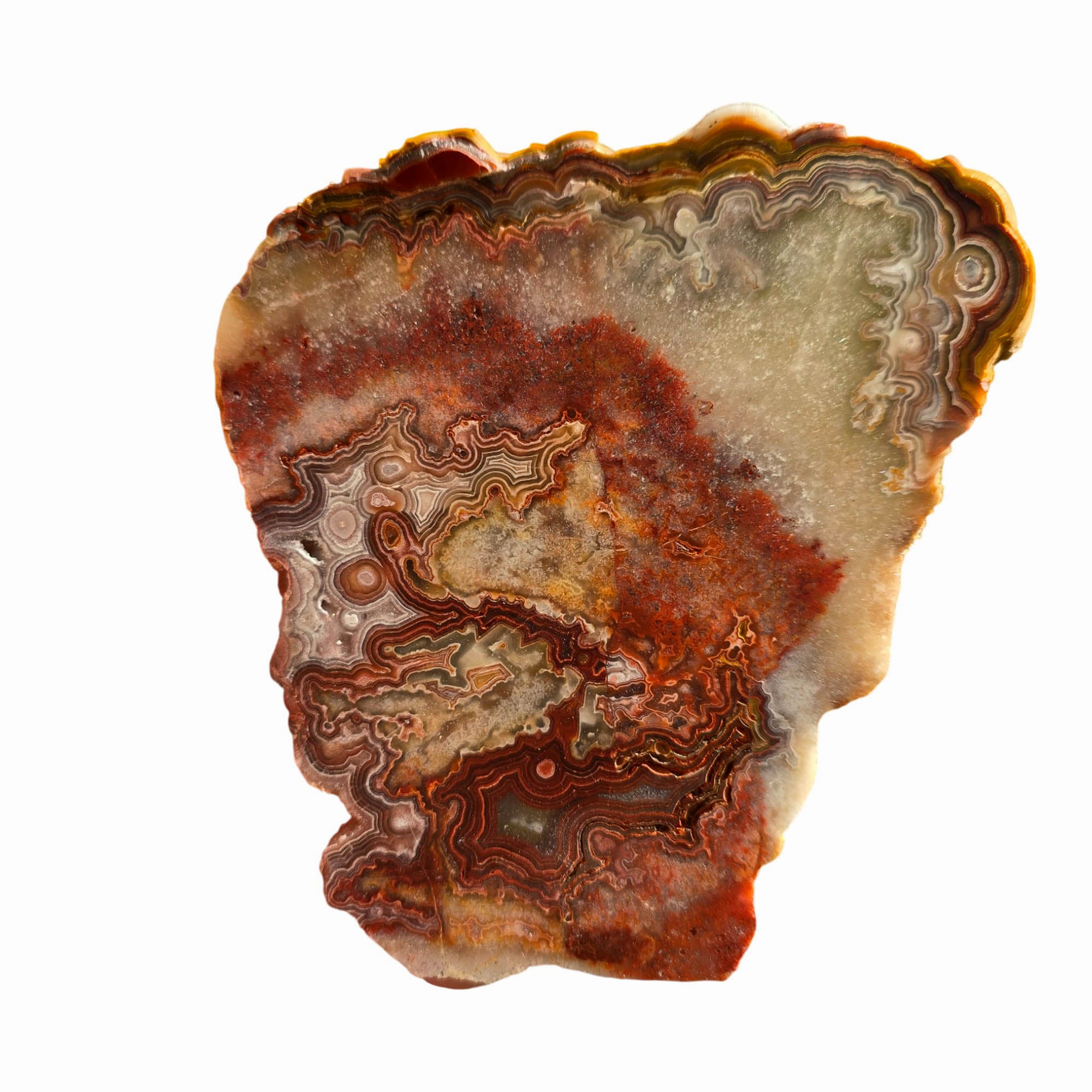 Laguna Lace Agate Slab - High Green Banded - Sugar Quartz Accents