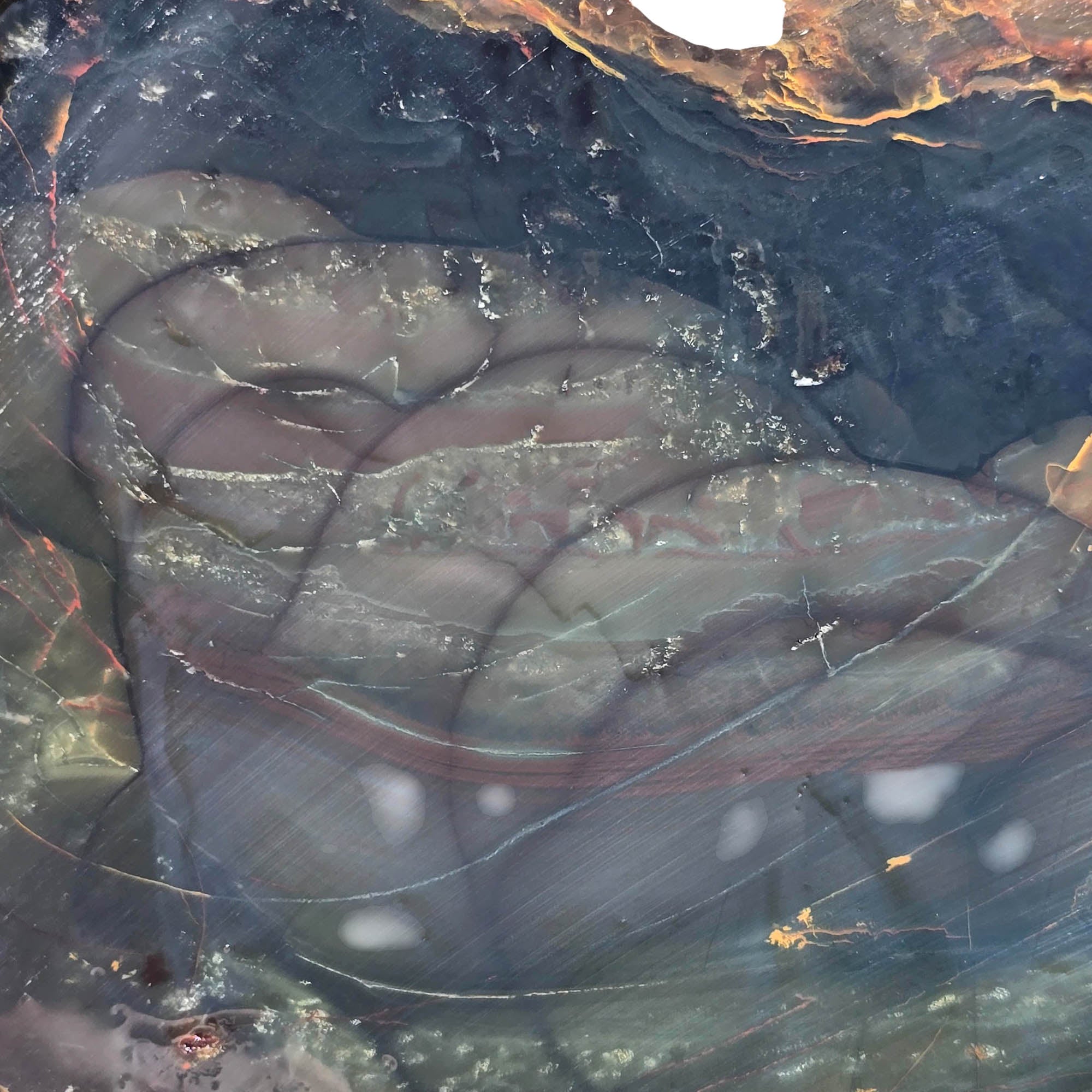 Blue Mountain Jasper Slab - Six Layered Orbs - Deep Blue Sky