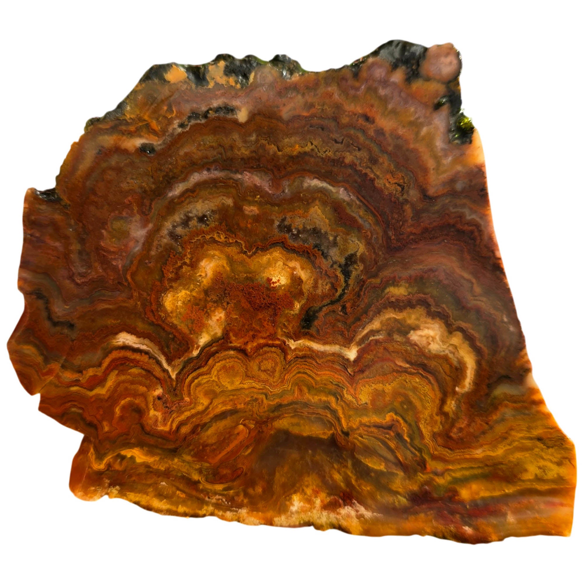 Mystery Lace Agate Slab – Volcanic Eruption Clouds – 1930s Estate #3731-Photo1