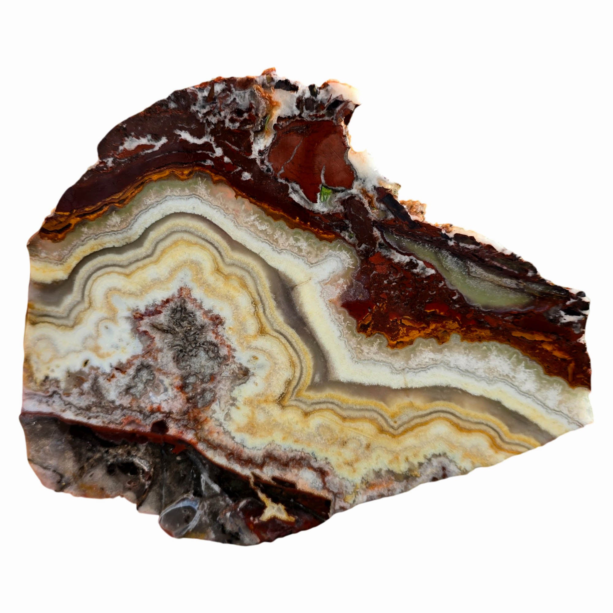 Flor de Durazno Lace Agate Slab – Peach Fireworks Burst Mexico #3734-Photo1