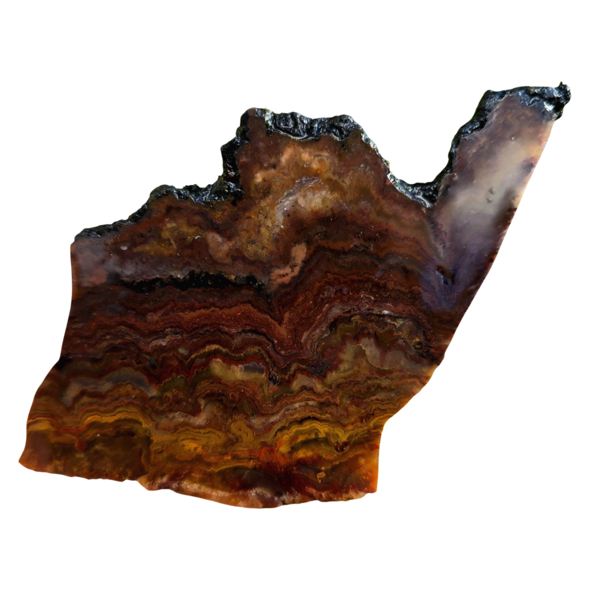 Mystery Lace Agate Slab – Dark Volcanic Cloud Patterns Estate #3737-Photo5