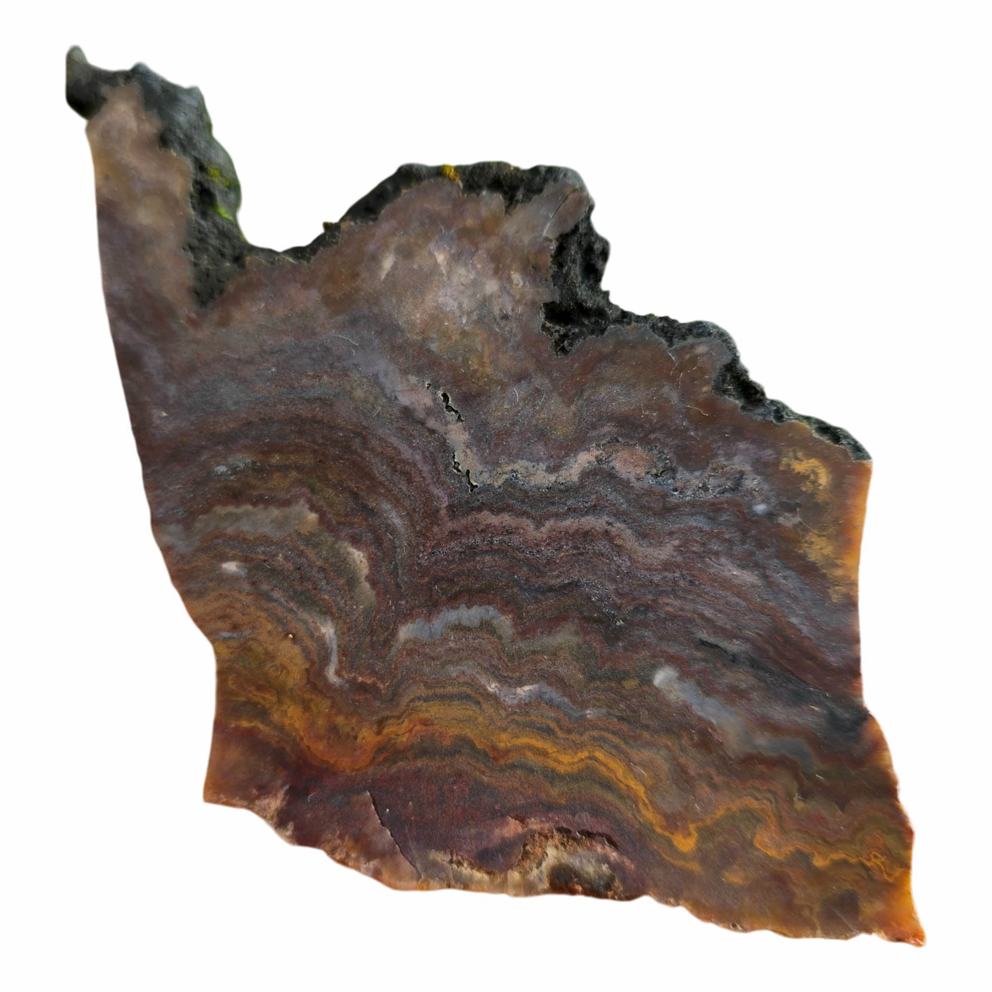 Mystery Lace Agate Slab Dry – Dark Volcanic Cloud Patterns Estate #3737-Photo7