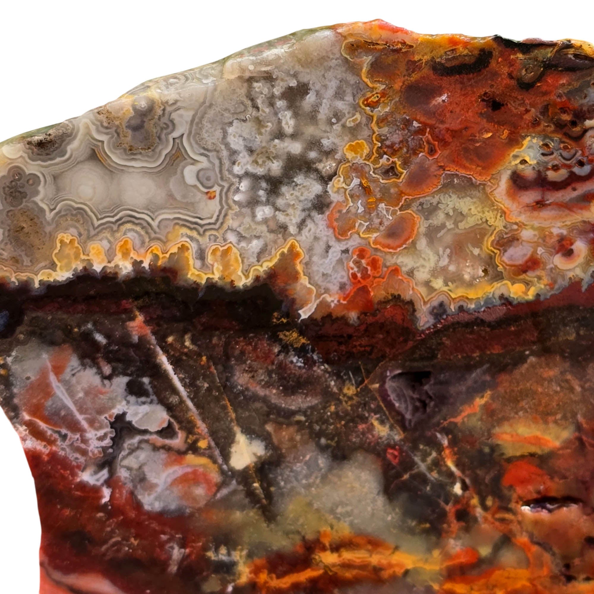 Sarape Jasper Slab – Lacy Pattern Drusy Smoky Quartz Crazy Lace #3738-Photo2