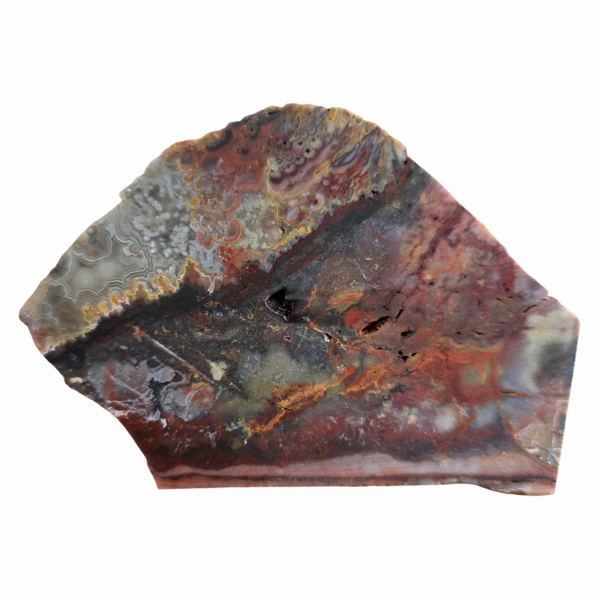 Sarape Jasper Slab Dry – Lacy Pattern Drusy Smoky Quartz Crazy Lace #3738-Photo4