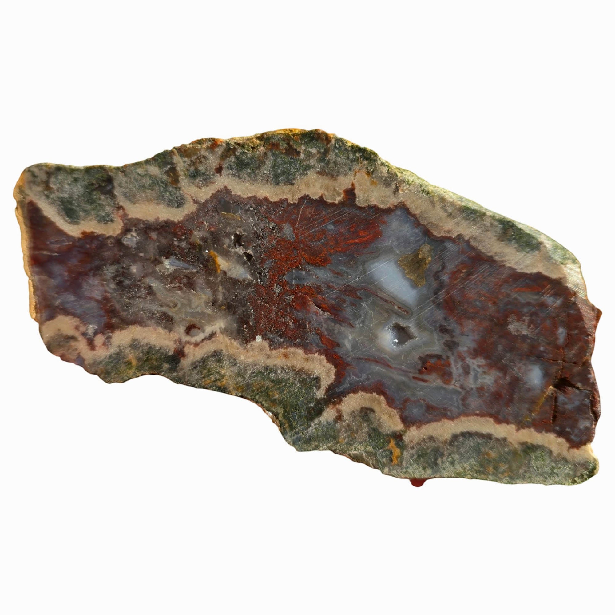 Red Lightning Agate Slab Dry – Bright Red Moss Pattern Blue Patches #3756-Photo4