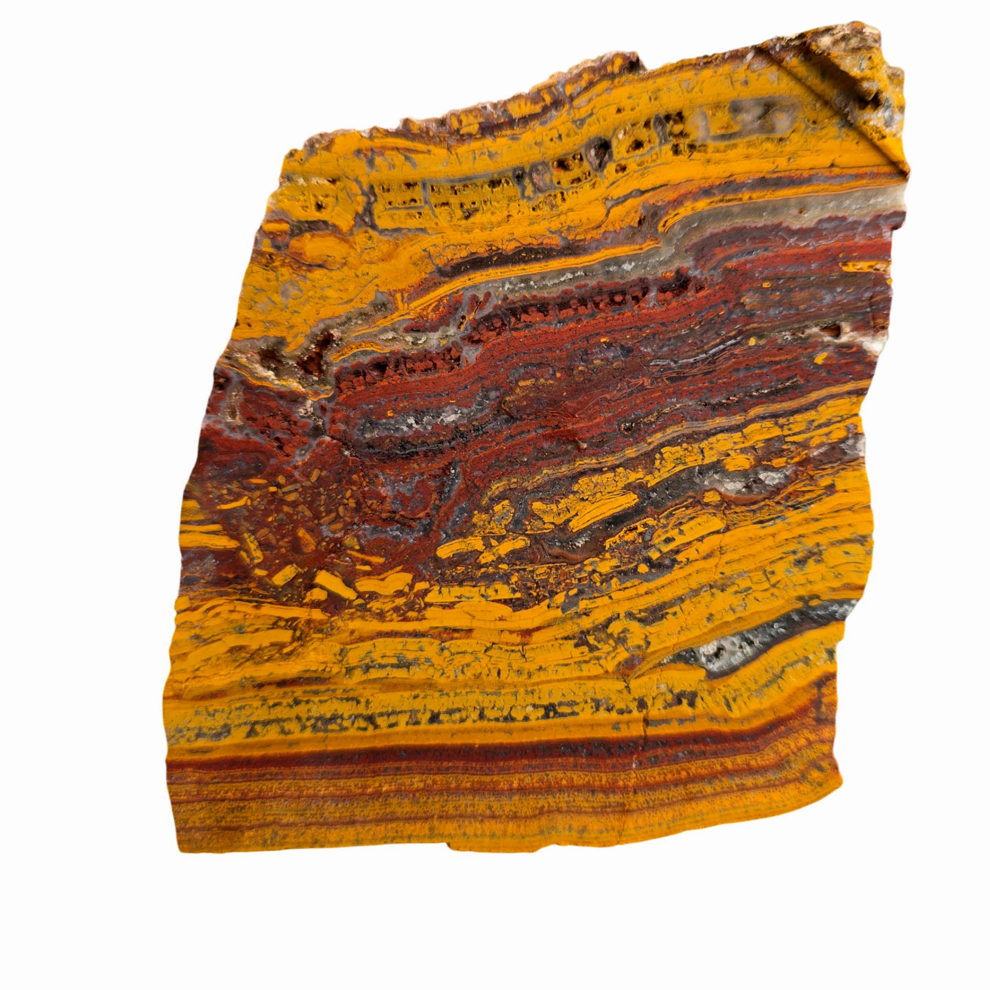 Apple Valley Jasper Slab Dry – Gold Red Waves Fossil Stromatolite #3767-Photo5