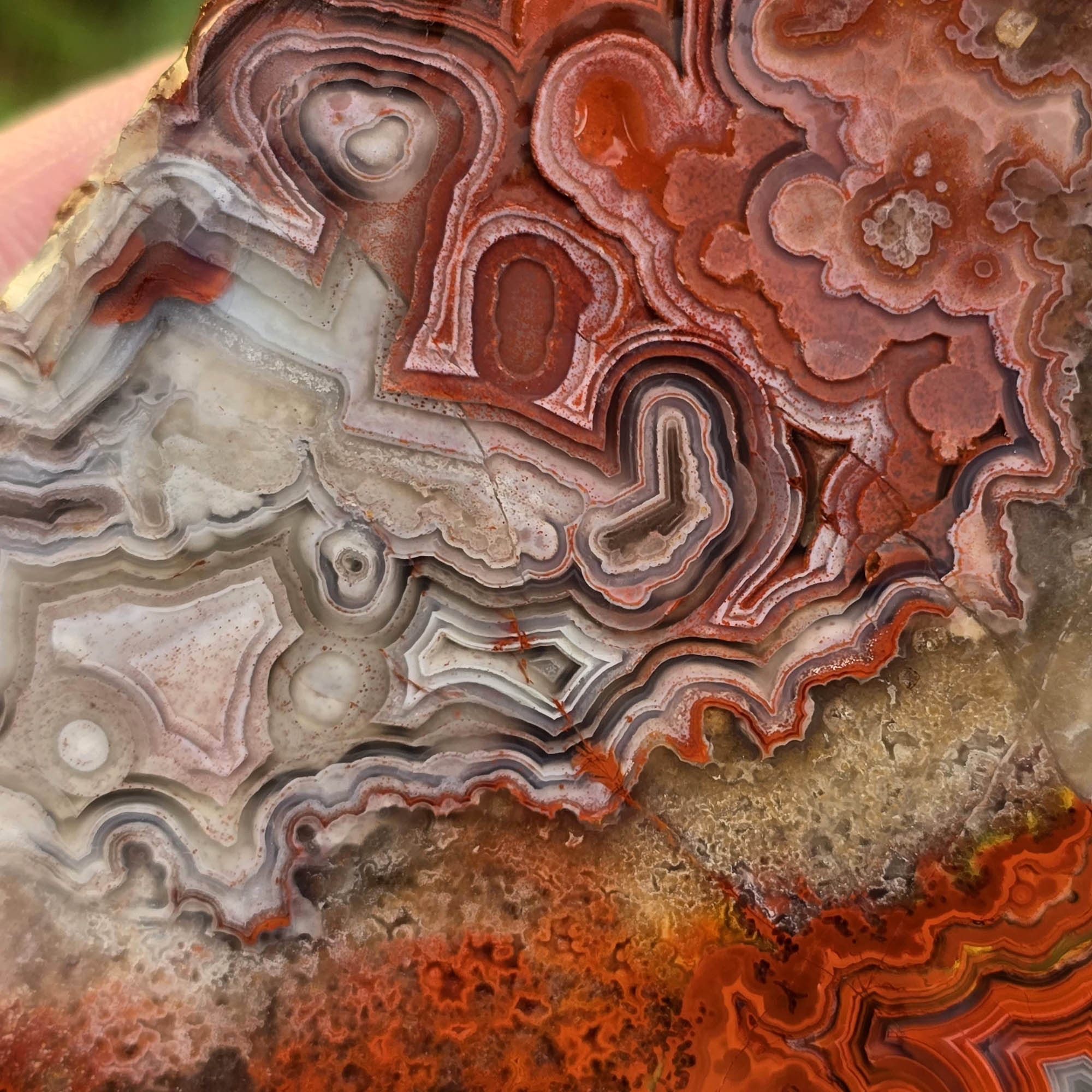 Laguna Lace Agate Slab – Vibrant Red Swirling Lace Mexican #3768-Photo5
