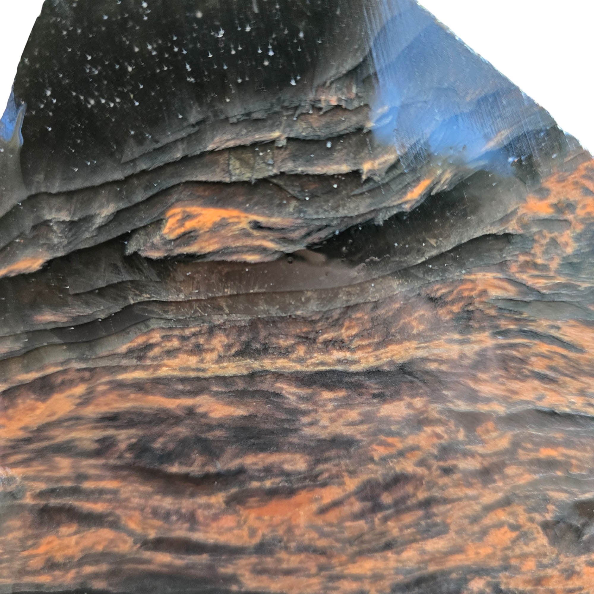 Tri-Flow Obsidian Slab Deep Black Mahogany Flow Pattern Glass Butte #3781-Photo3