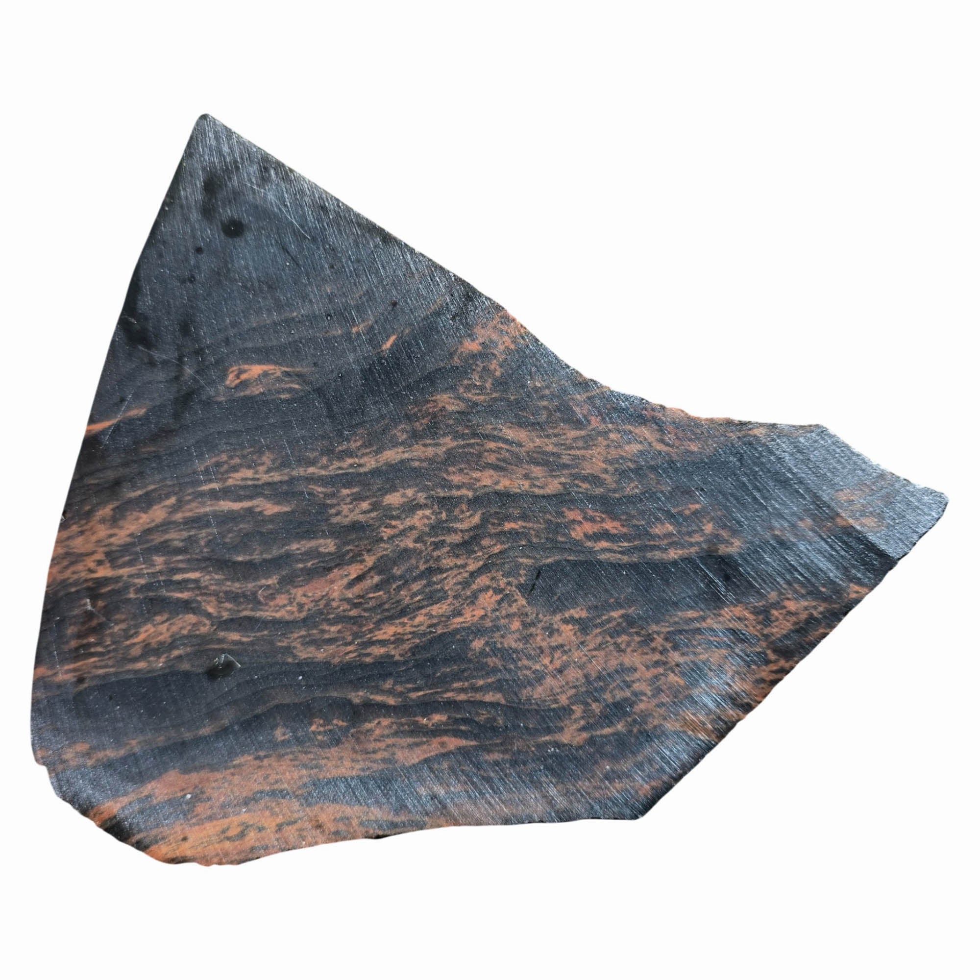 Tri-Flow Obsidian Slab Dry Deep Black Mahogany Flow Pattern Glass Butte #3781-Photo5