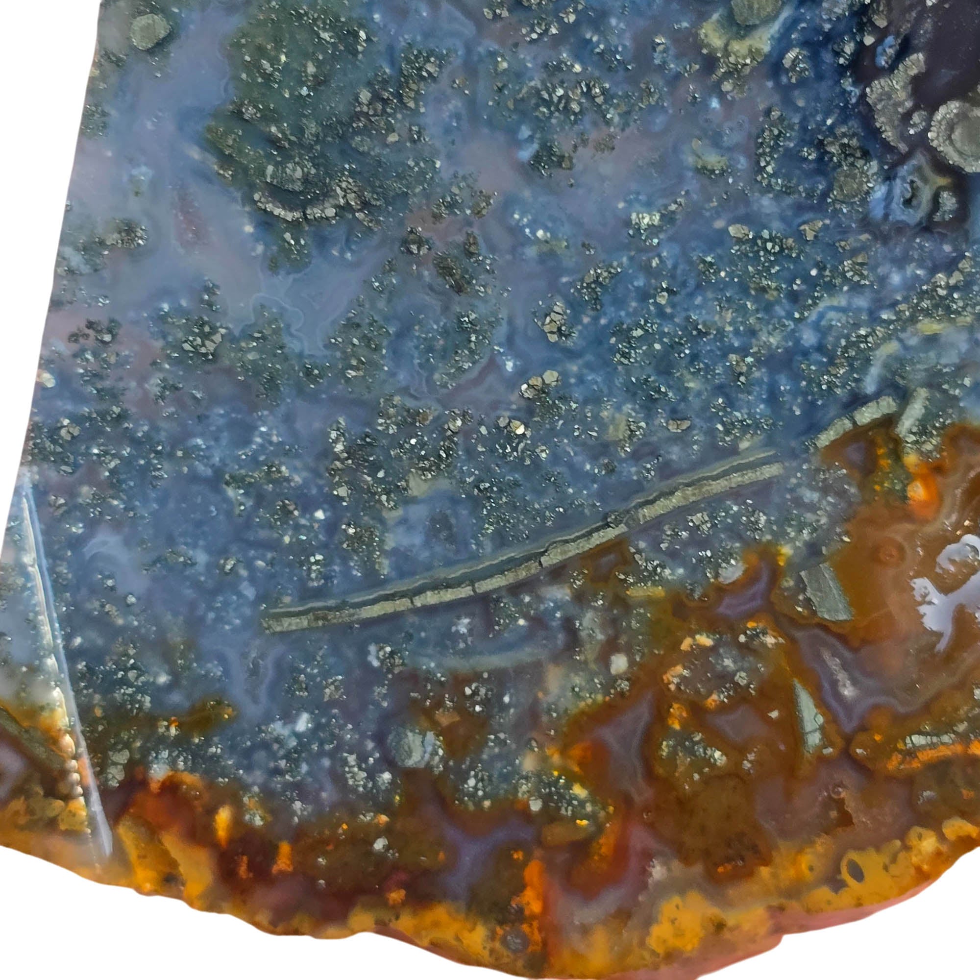 Nipomo Marcasite Slab – Iron Plumes Druzy Sparkle Old Stock #3794-4