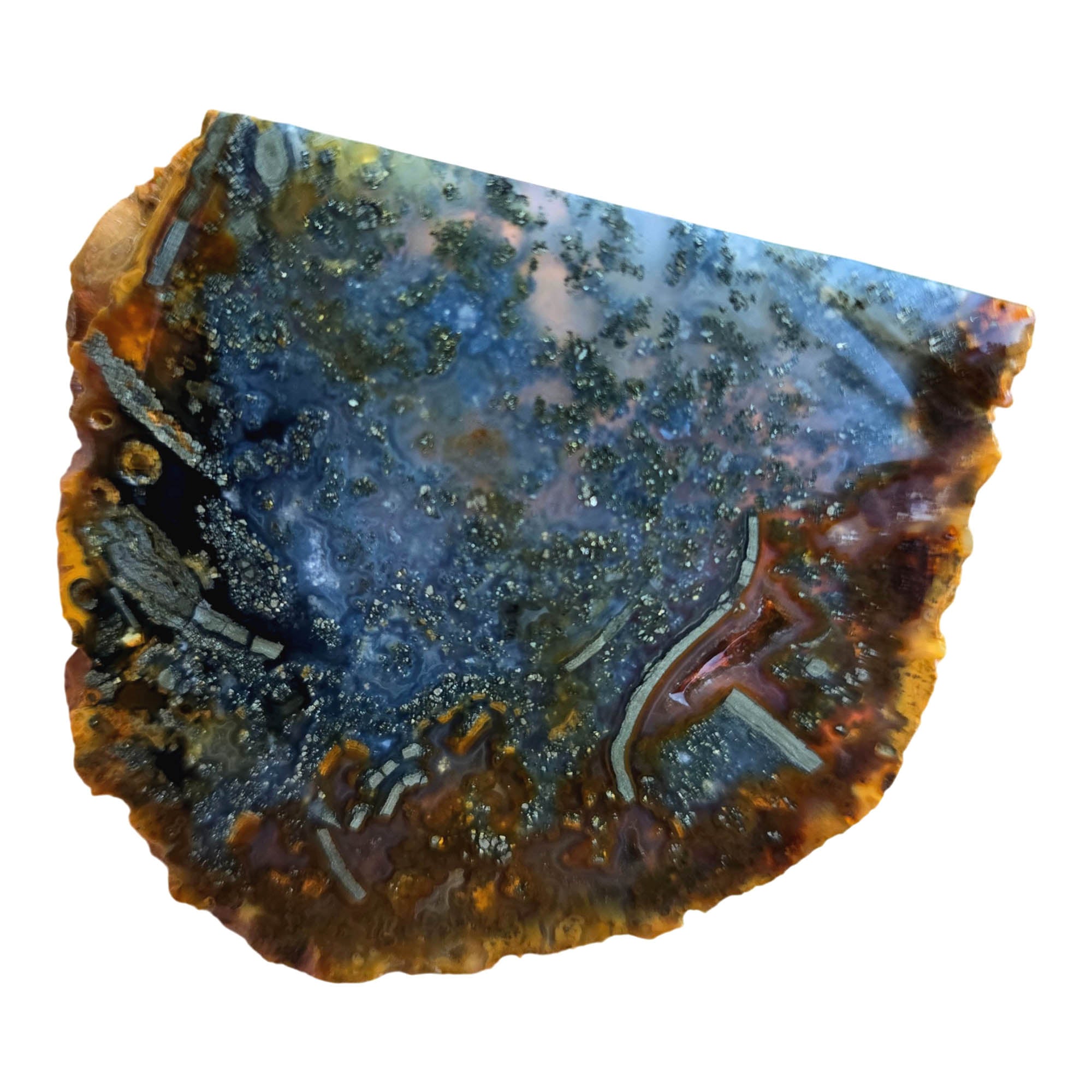 Nipomo Marcasite Slab – Iron Plumes Druzy Sparkle Old Stock #3794-5