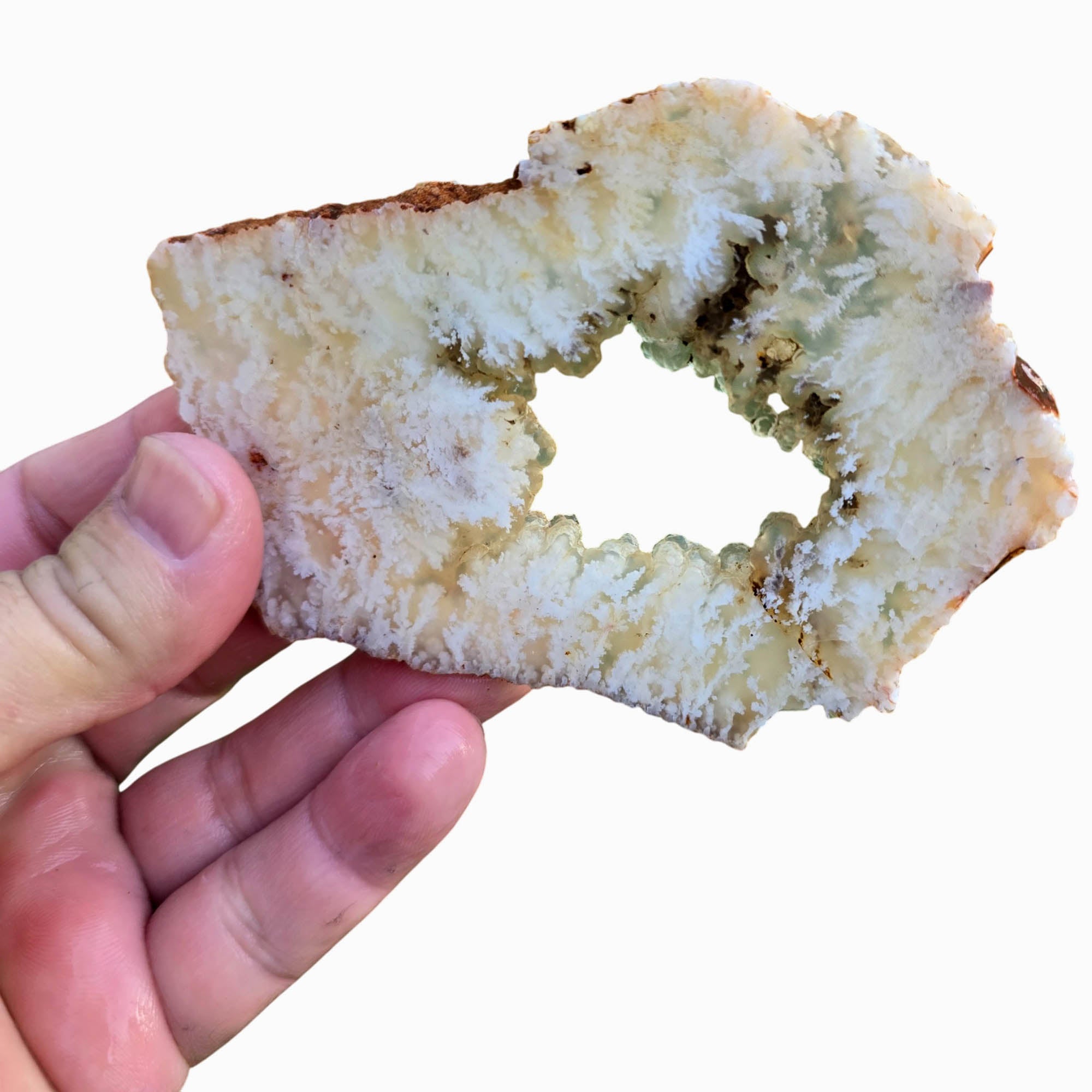 Stinking Water Plume Agate Slab – Botryoidal Center White Plumes #3804-Photo5