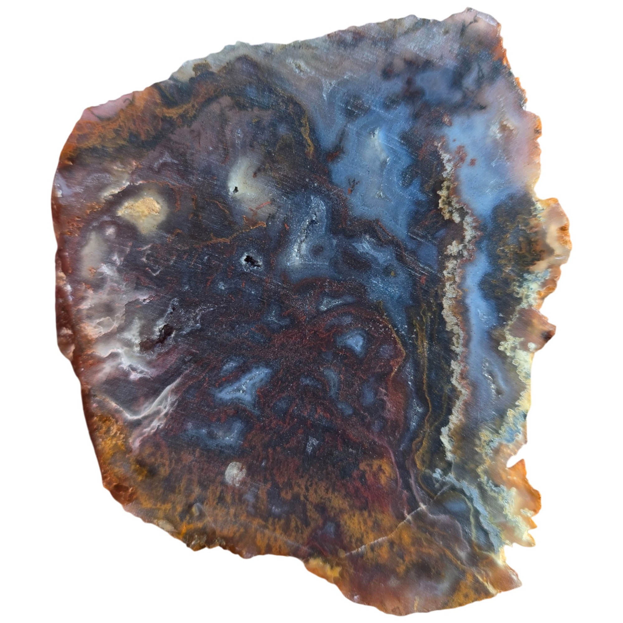 San Carlos Agate Slab Dry – Well-Defined Moss Quartz Druzy Blue Banding #3815-Photo5