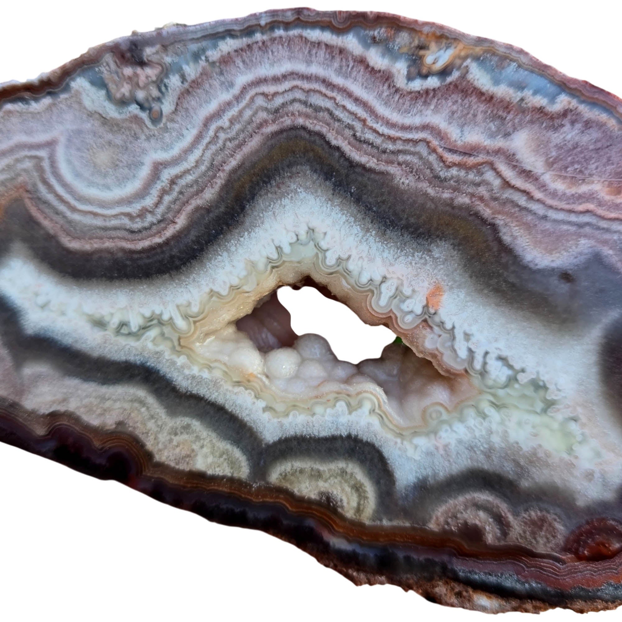 Flor de Durazno Lace Agate Slab - Peach Lace Druzy Cavern #3816-Photo2