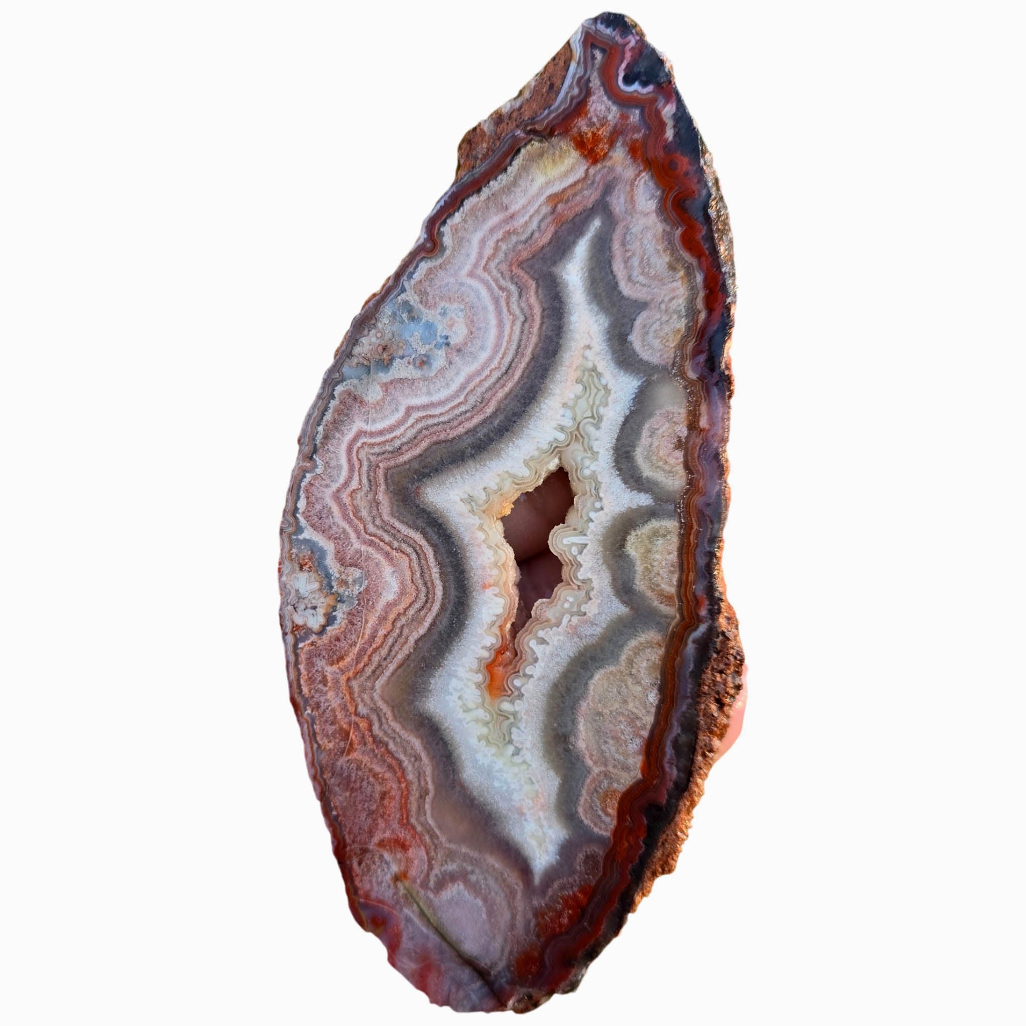 Flor de Durazno Lace Agate Slab - Peach Lace Druzy Cavern #3816-Photo3