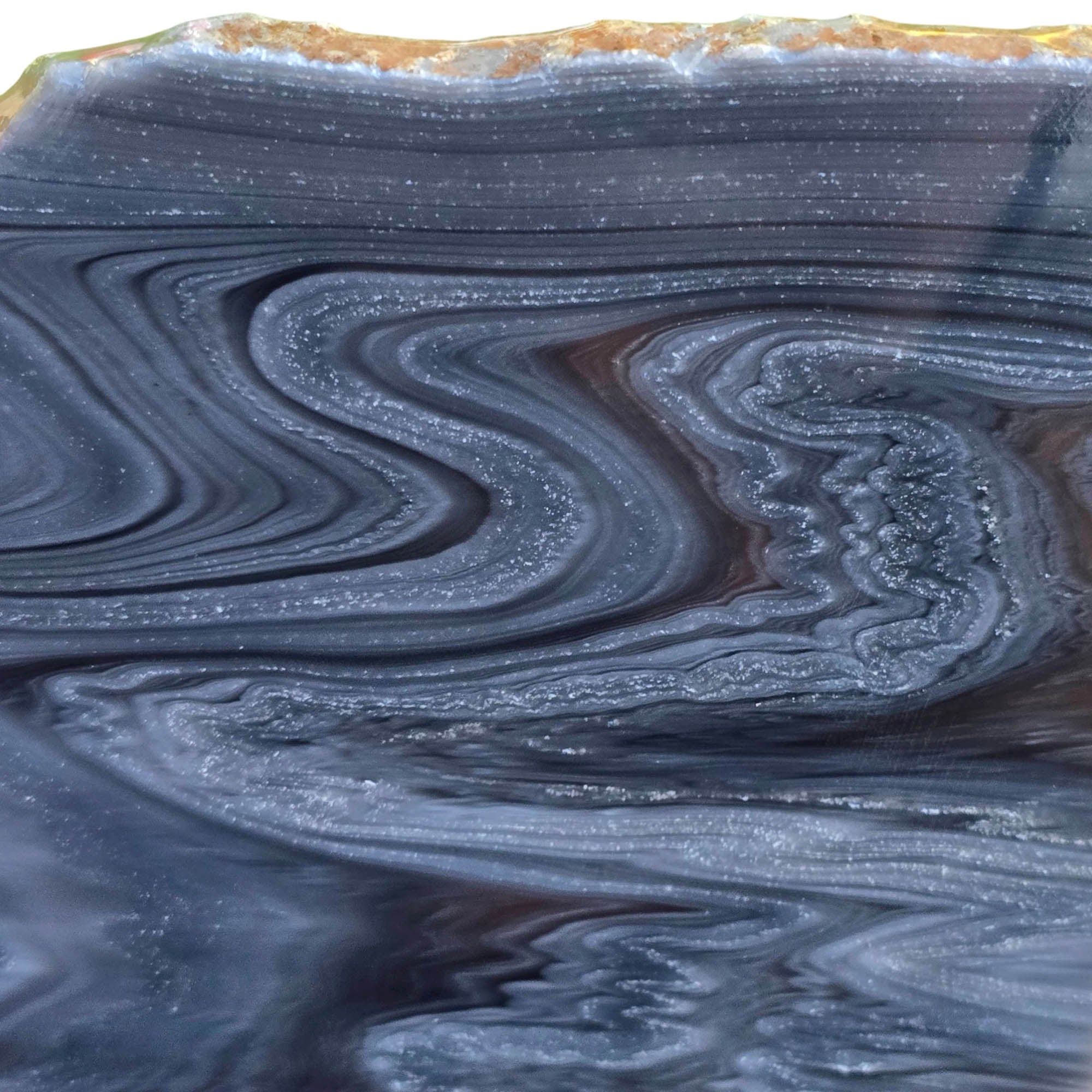 Damascus Obsidian Slab – Zigzag Flowing Patterns Rare California #3818-Photo2