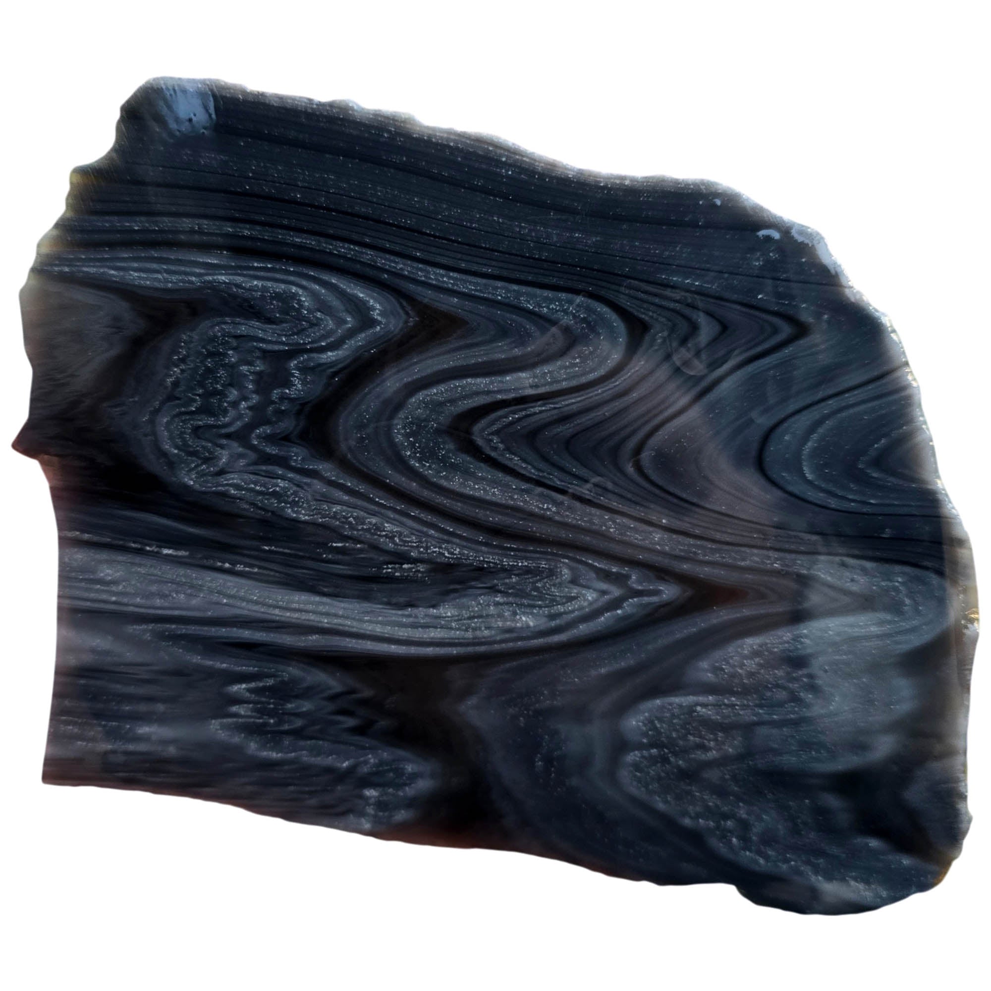 Damascus Obsidian Slab – Zigzag Flowing Patterns Rare California #3818-Photo4