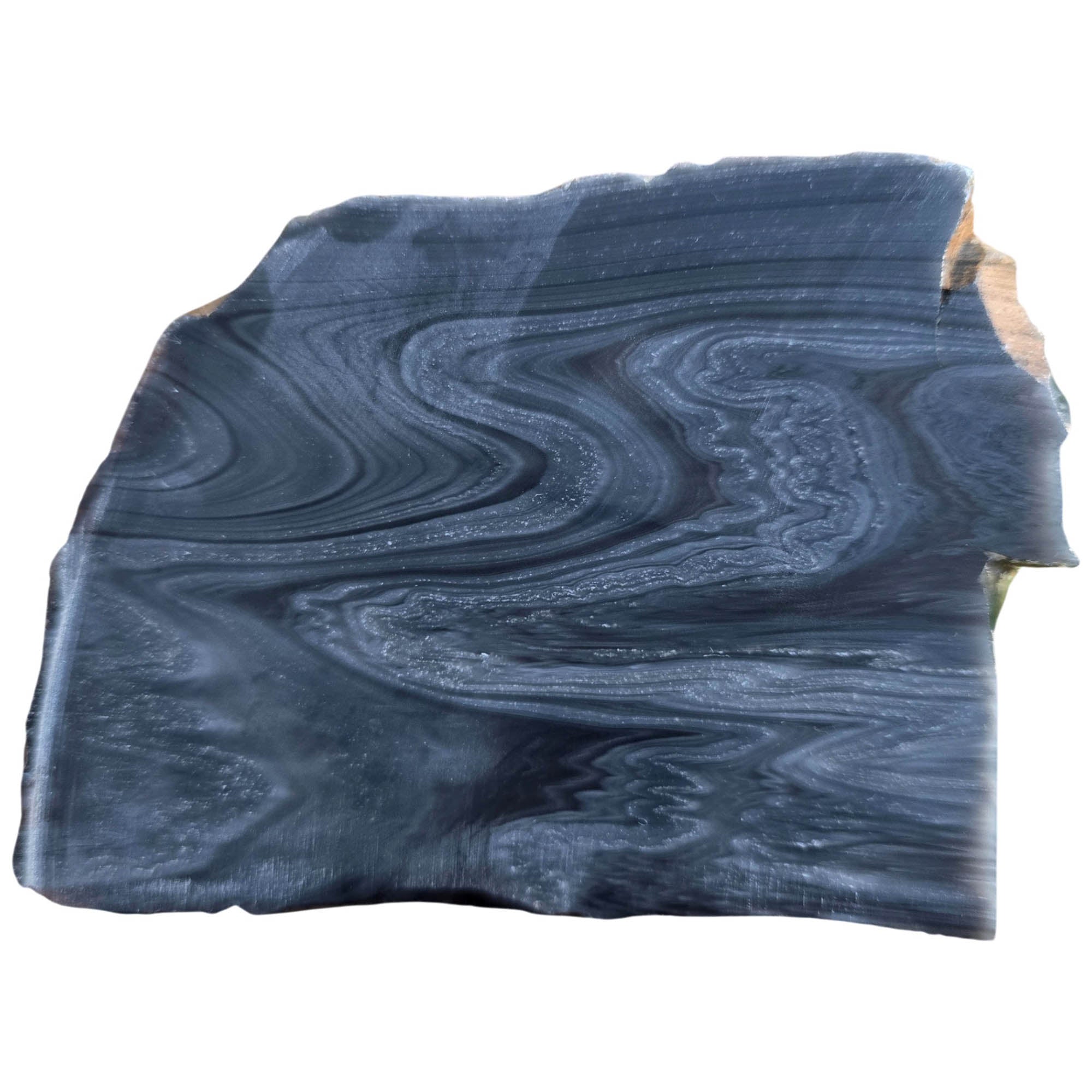 Damascus Obsidian Slab Dry – Zigzag Flowing Patterns Rare California #3818-Photo5