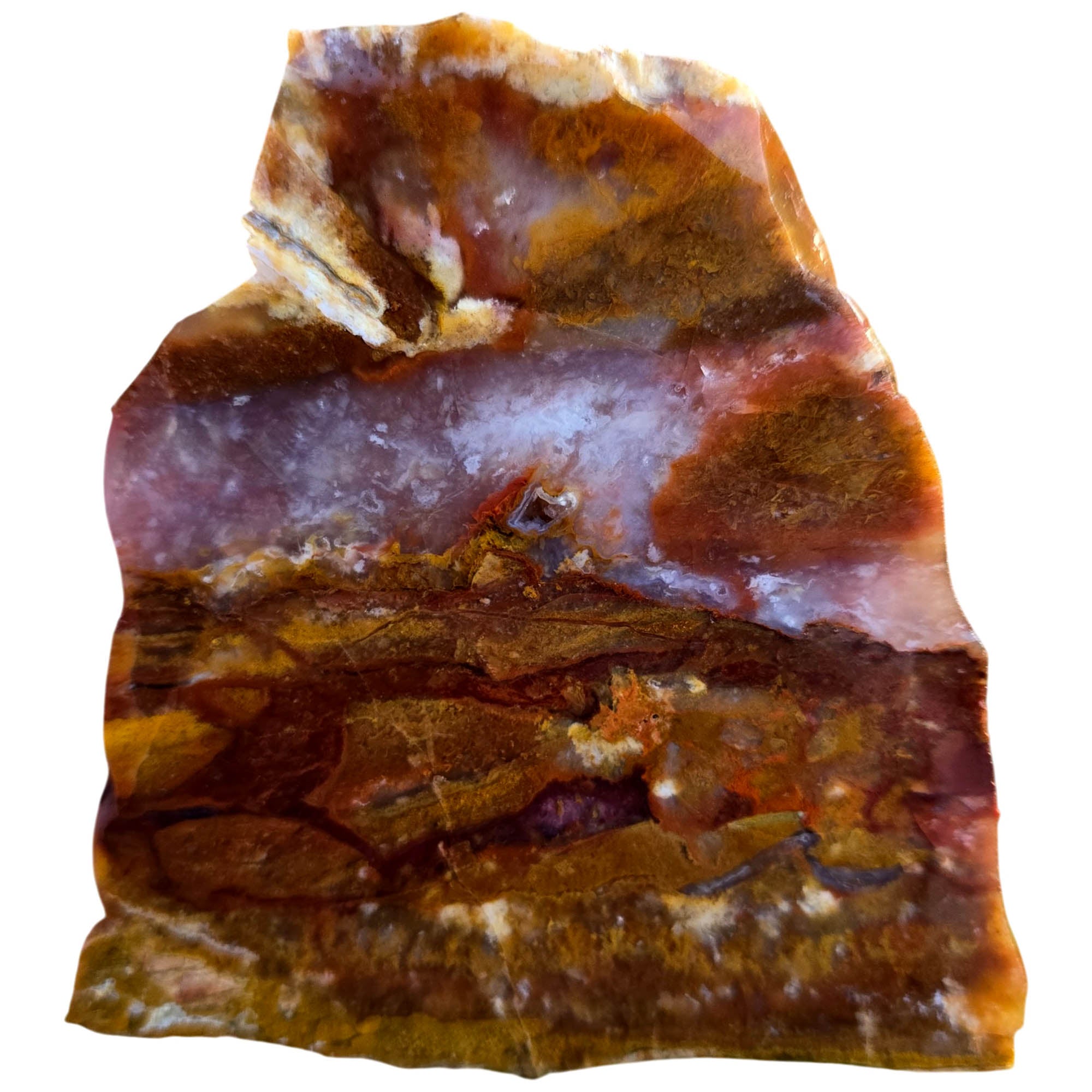 Honeycomb Agate Slab - Red Yellow Moss Blue River Oregon #3824-Photo3