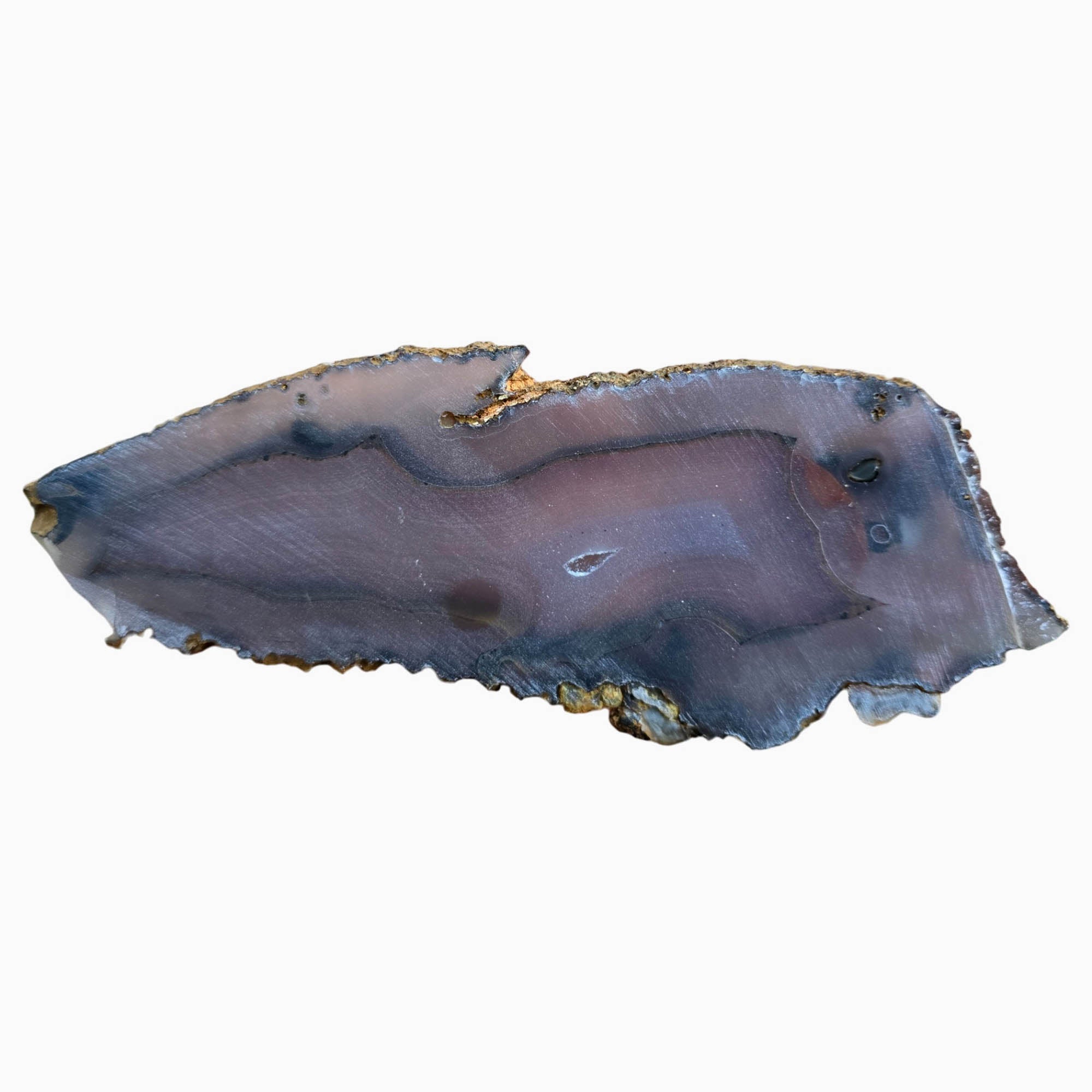 Brazilian Agate Slab - Translucent Blue with Piranha Orange - River Collected