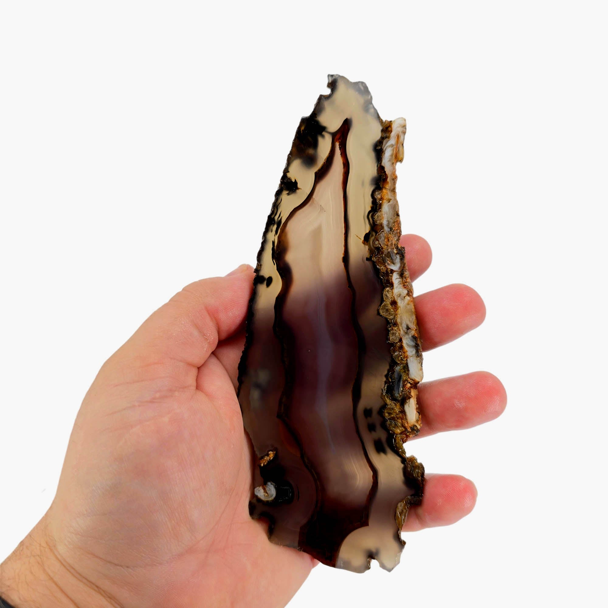 Brazilian Agate Slab – Translucent Orange Banding Black Flecks #3837-Photo3