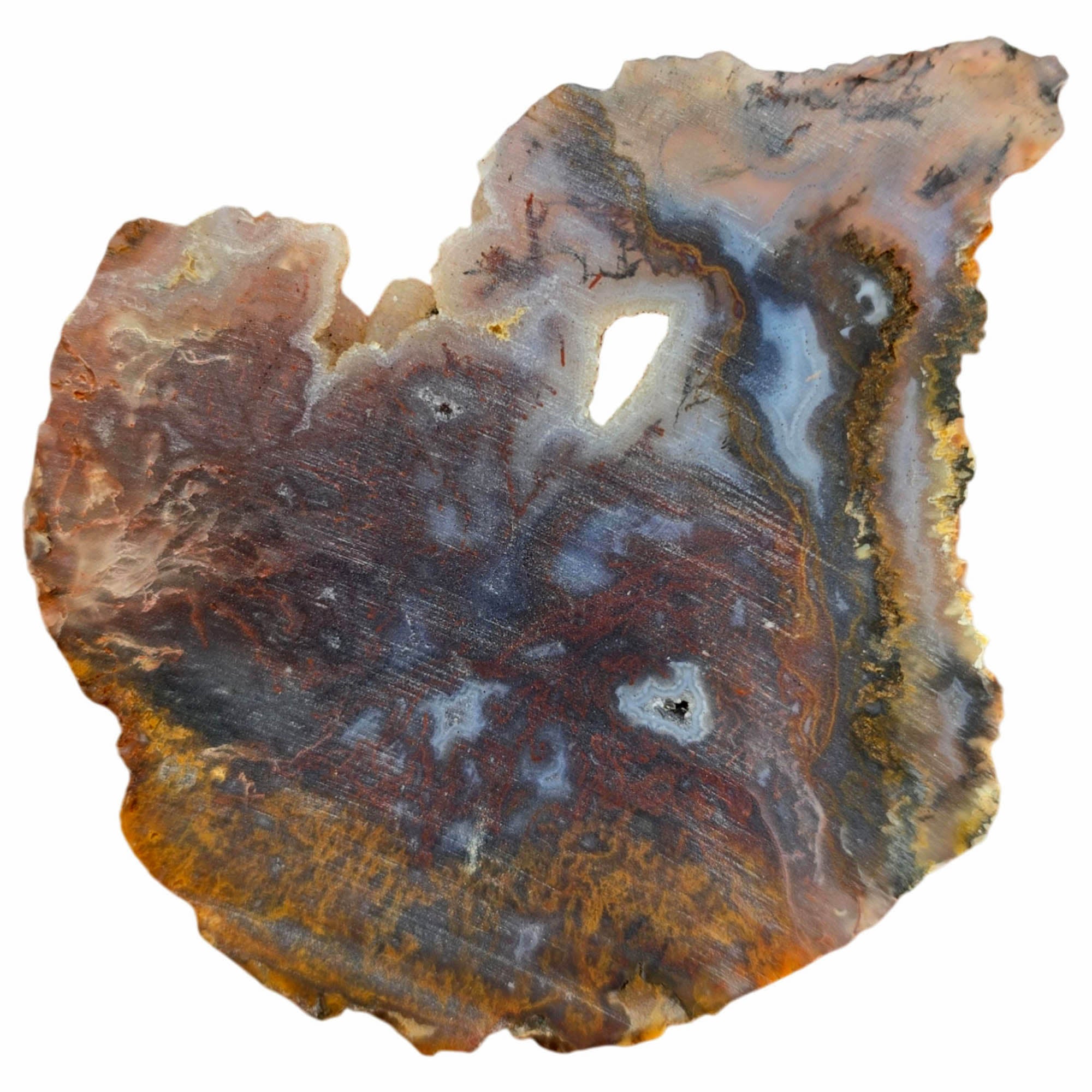 San Carlos Agate Slab Dry – Red Orange Purple Moss Drusy Sparkle #3839-Photo4