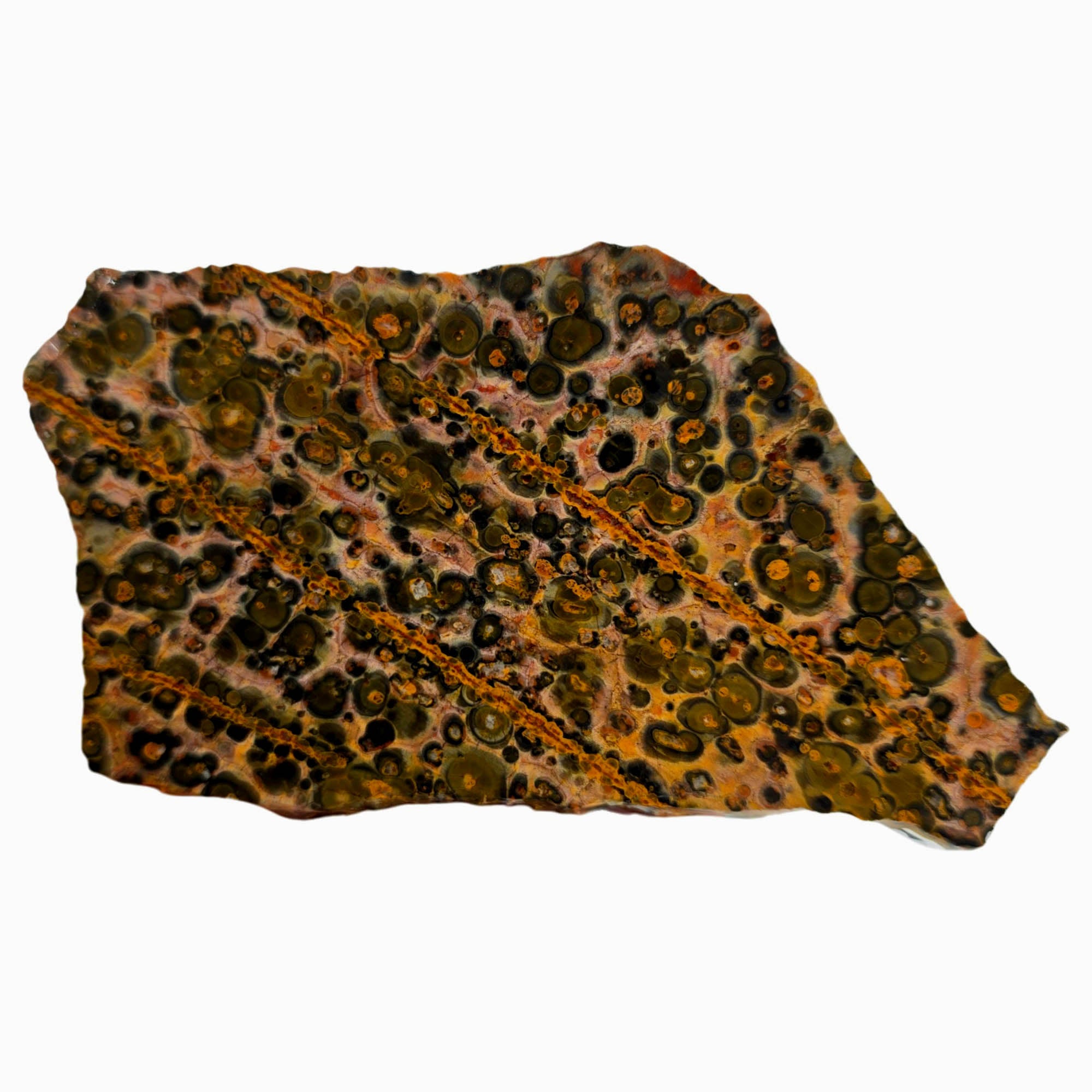 Leopard Skin Rhyolite Slab – Leopard Print Orange Lines Mexican #3841-Photo1