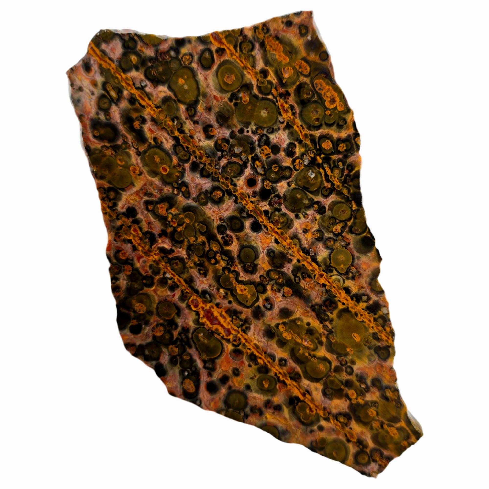 Leopard Skin Rhyolite Slab – Leopard Print Orange Lines Mexican #3841-Photo3