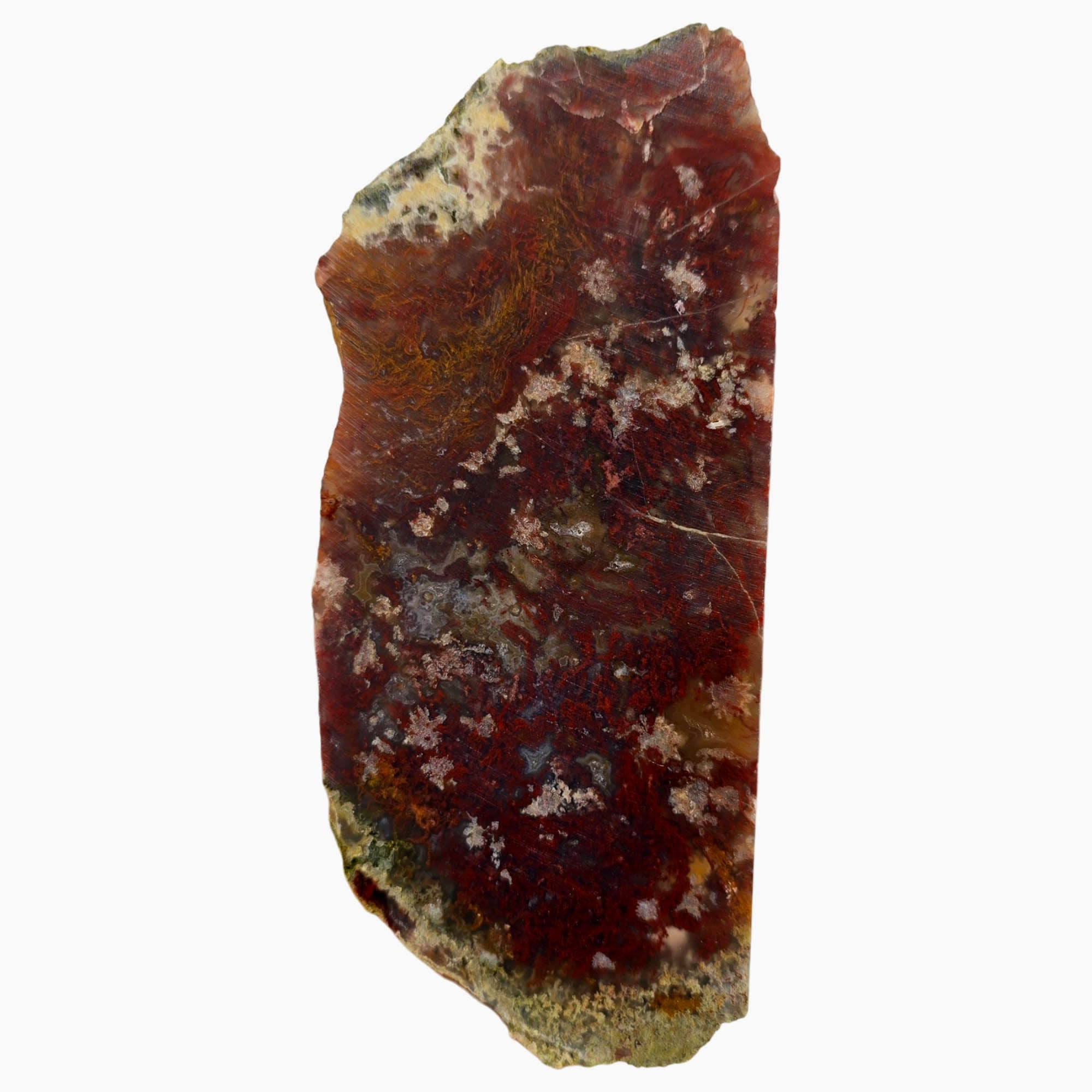 Powell Butte Plume Agate Slab Dry – Bright Red Moss Streamer #3847-Photo6
