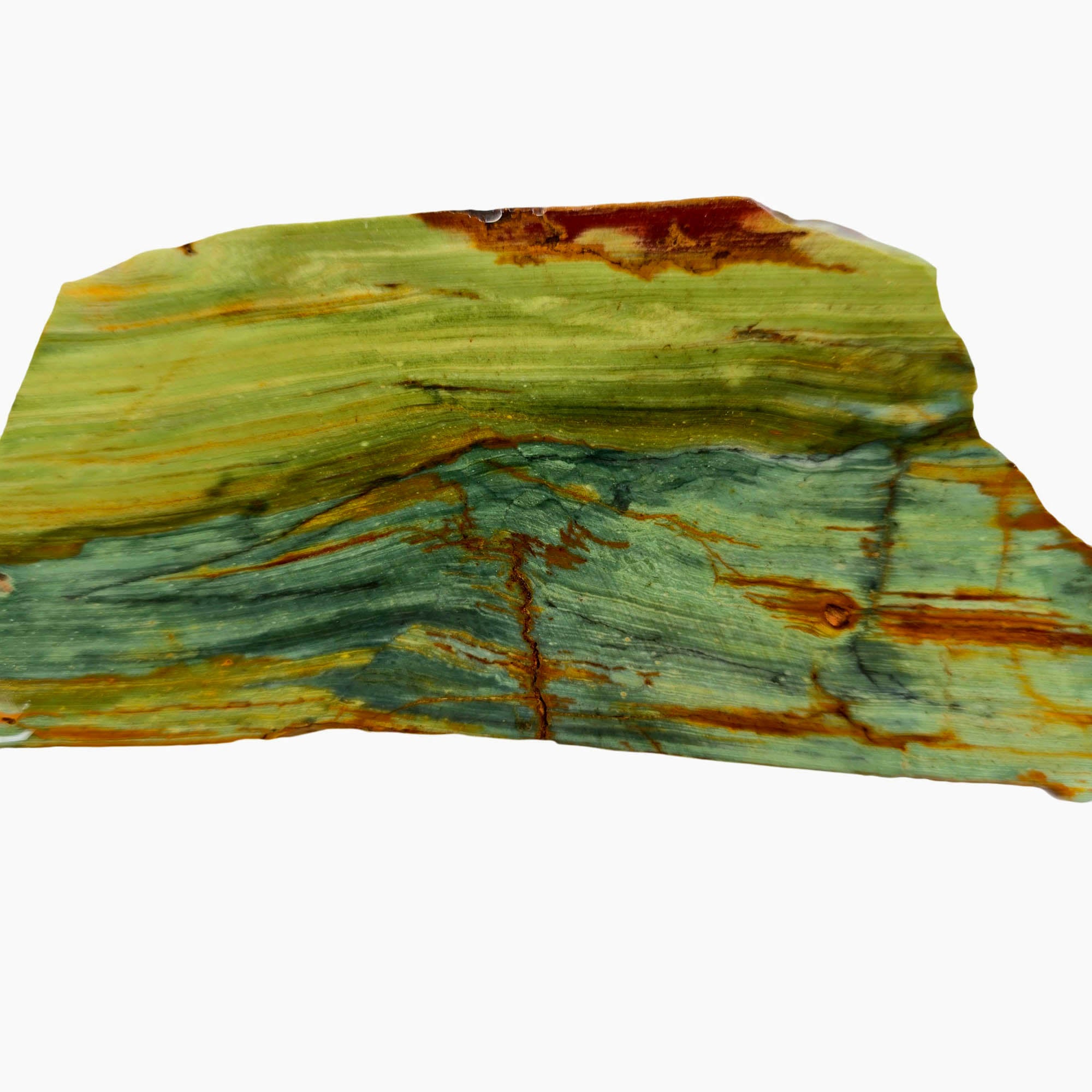 Gary Green Jasper Slab – Multiple Green Shades Mountain Scene #3848-Photo2