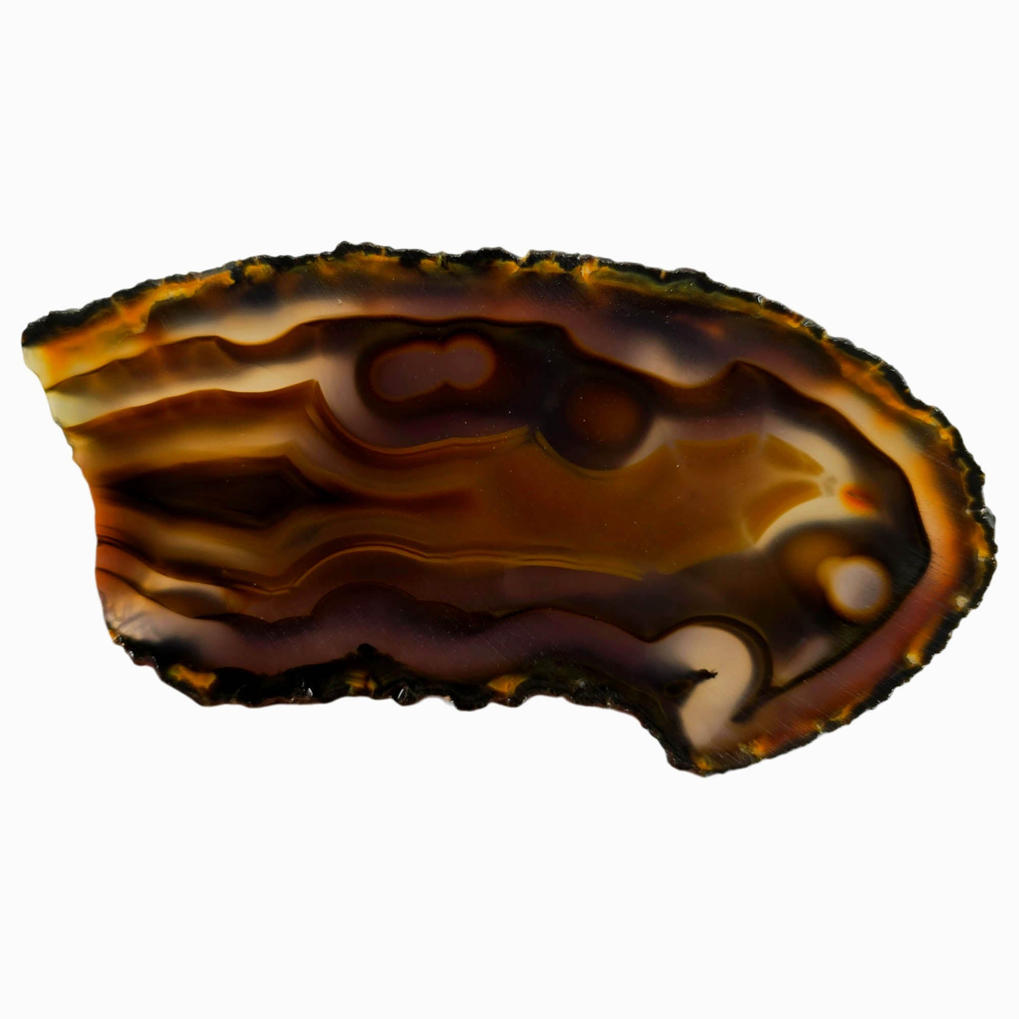 Brazilian Agate Slab – Orange Black Fortification Tube Features #3851-Photo4