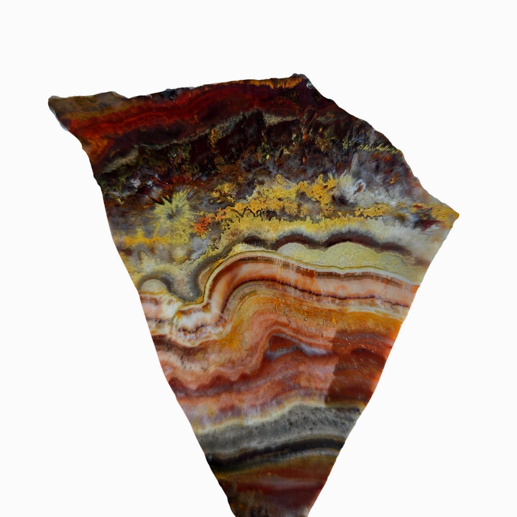 Sarape Jasper Slab – Wavy Red White Fireworks Crazy Lace Pattern #3854-Photo2