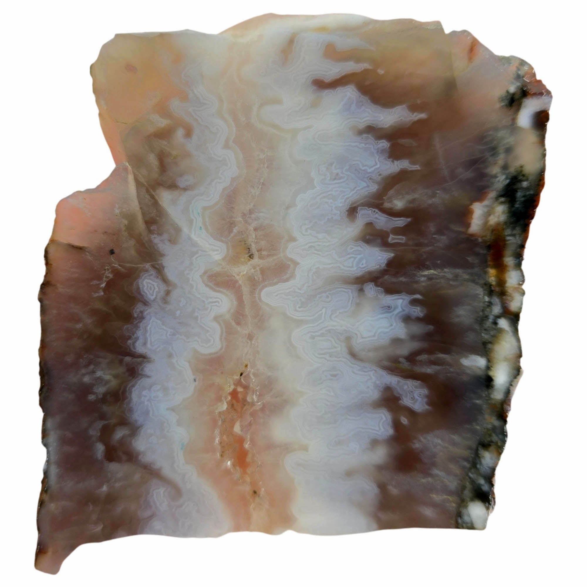 Ghost Seam Agate Slab – Eerie Pattern Drusy Center Moroccan #3859-Photo2