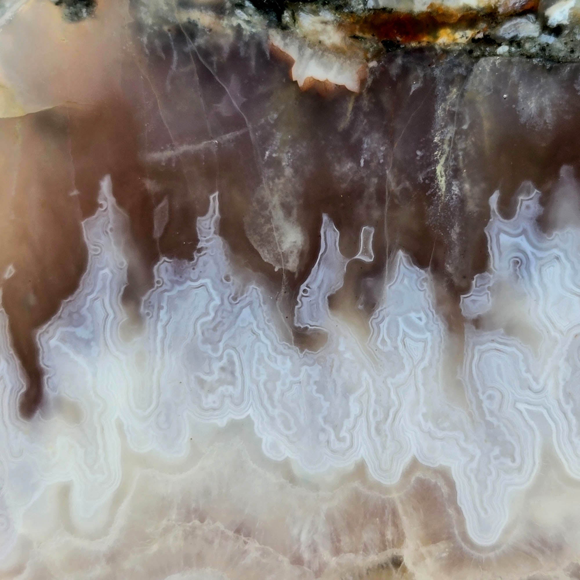 Ghost Seam Agate Slab – Eerie Pattern Drusy Center Moroccan #3859-Photo4