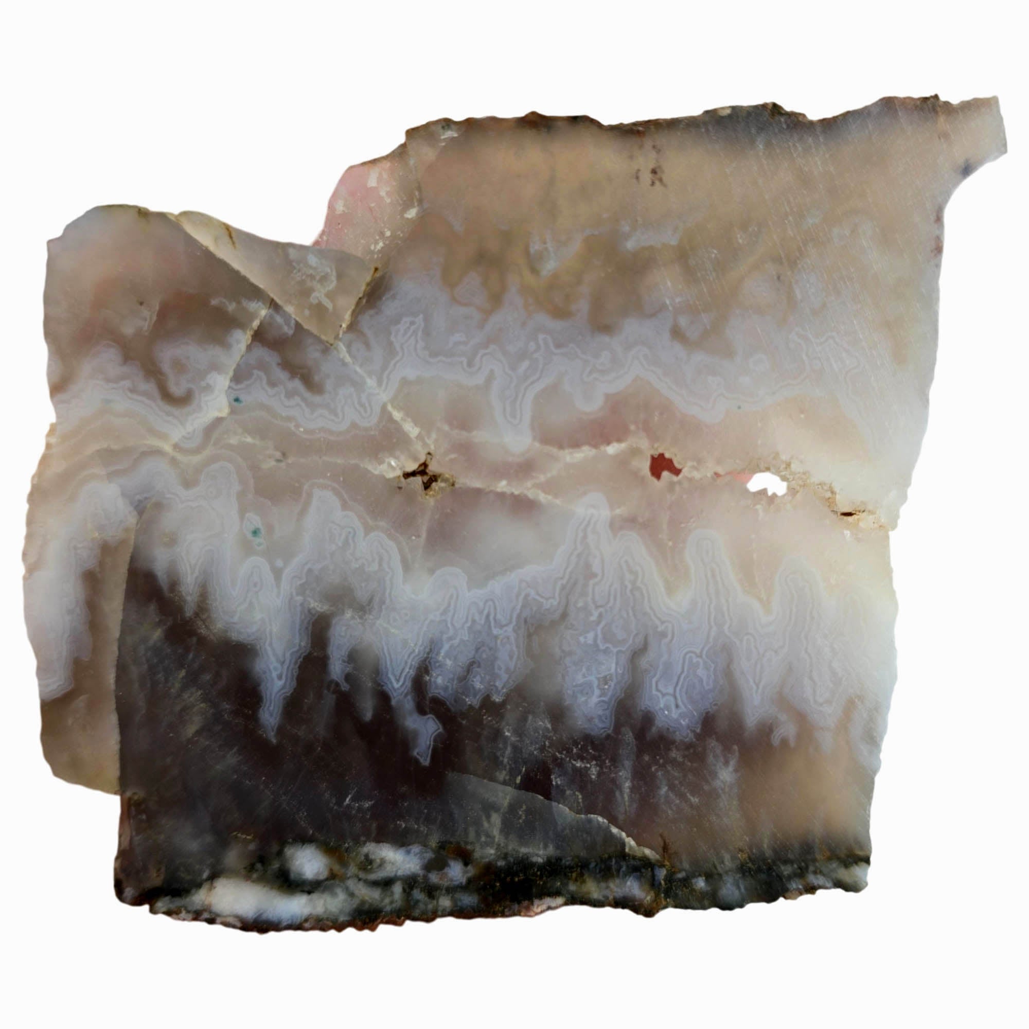 Ghost Seam Agate Slab Dry – Eerie Pattern Drusy Center Moroccan #3859-Photo5