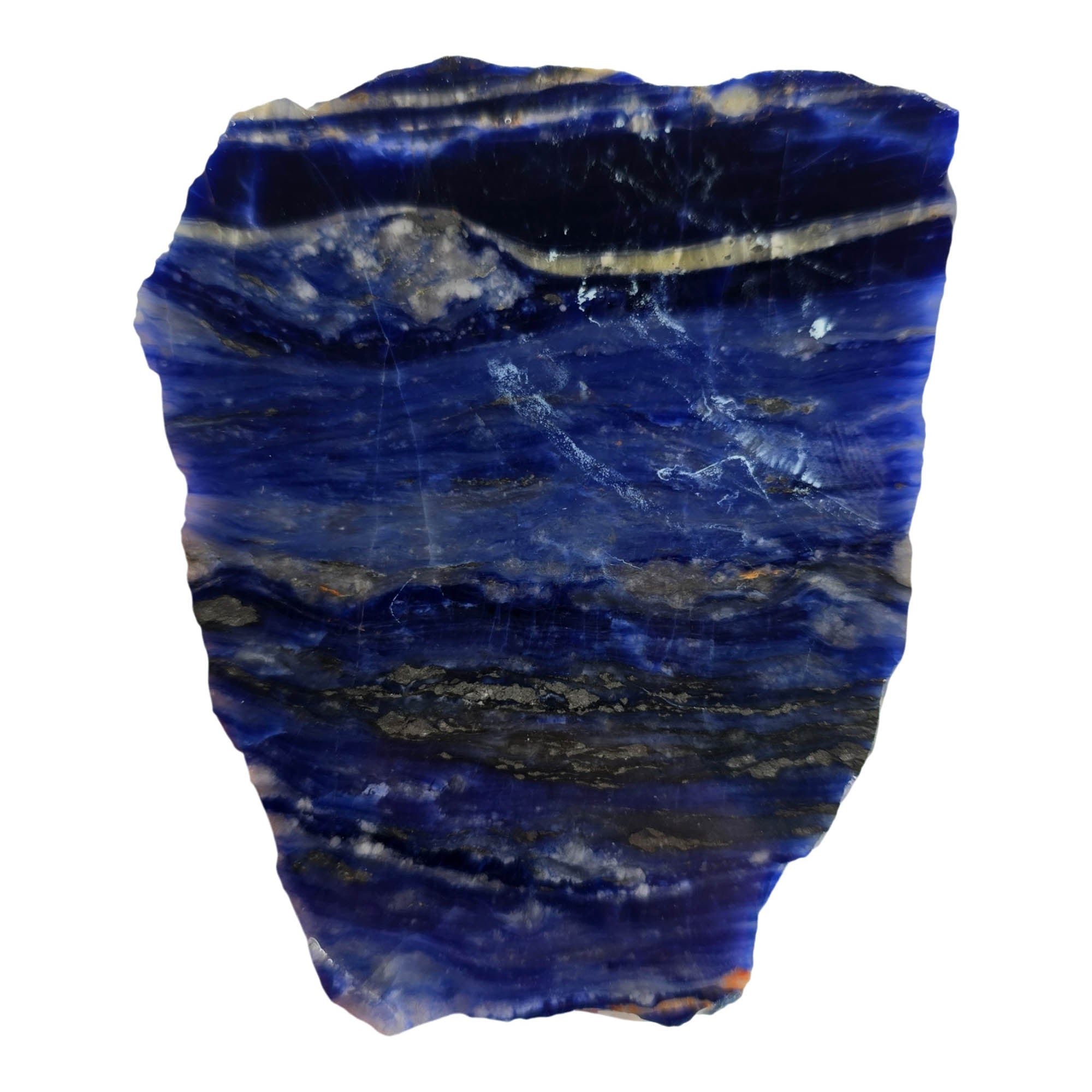 Deep Blue Uruguay Sodalite Slab with Hematite Inclusions #3872-1