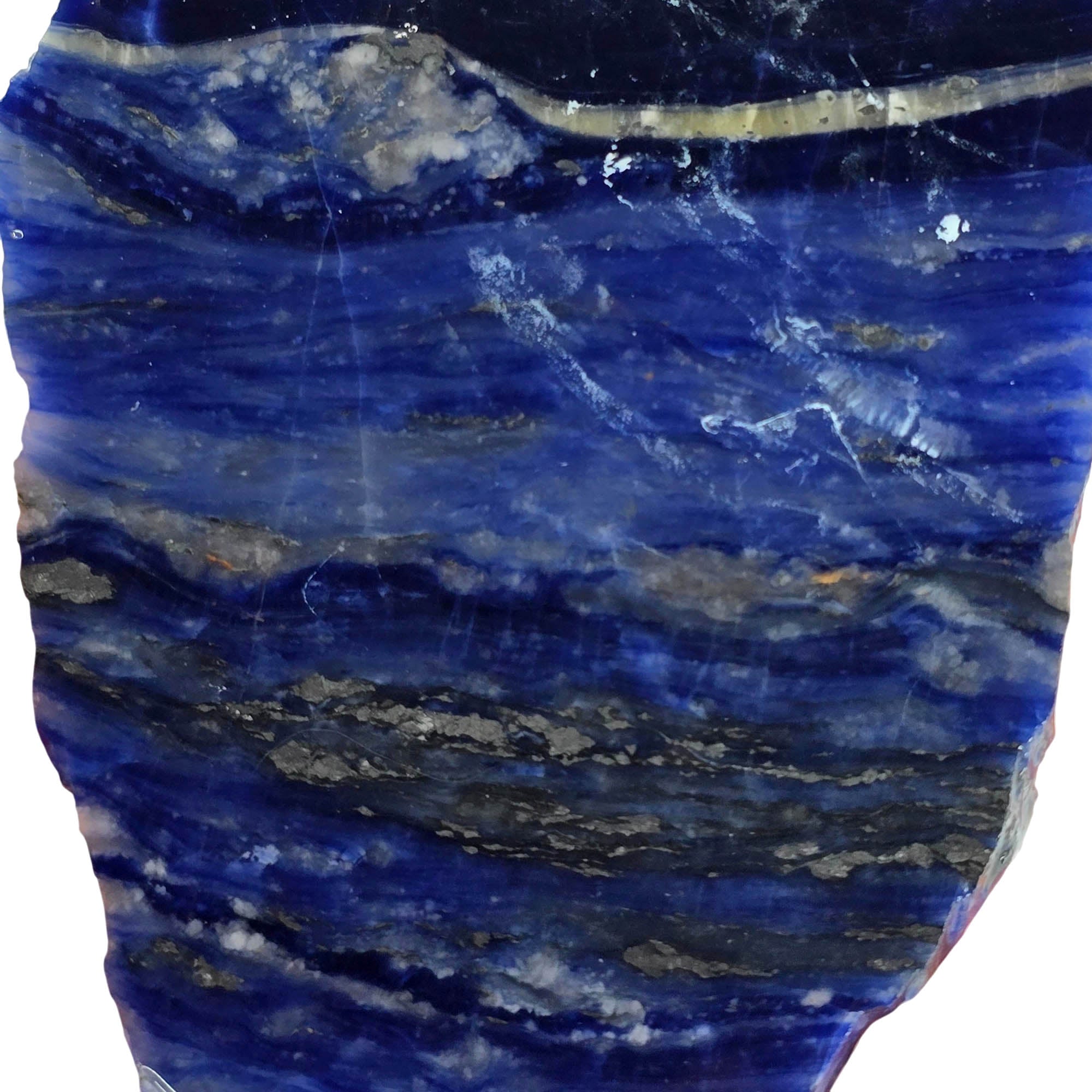 Deep Blue Uruguay Sodalite Slab with Hematite Inclusions #3872-3