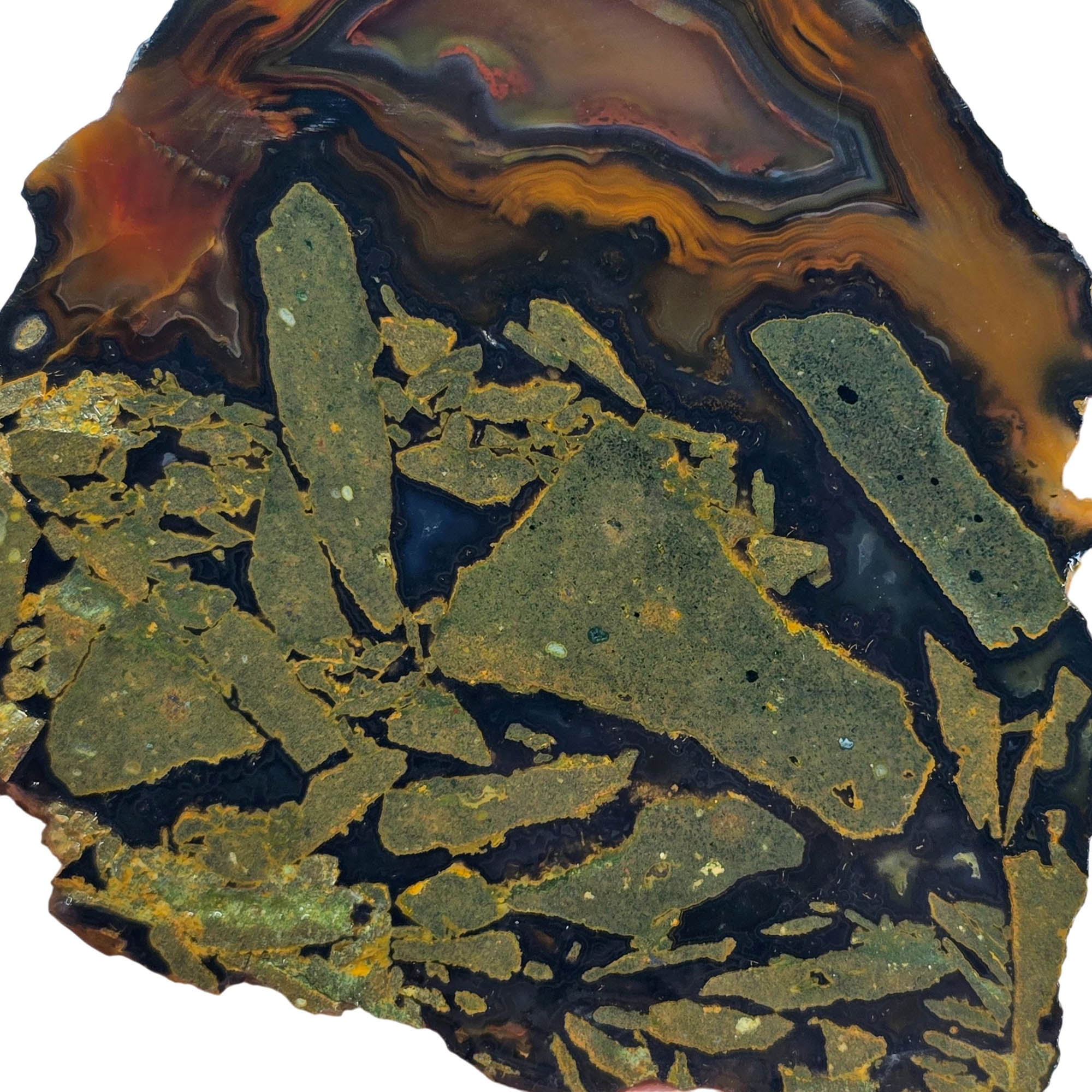 Piranha Agate Slab - Orange Red Black Brecciation Brazilian! #3873-Photo3